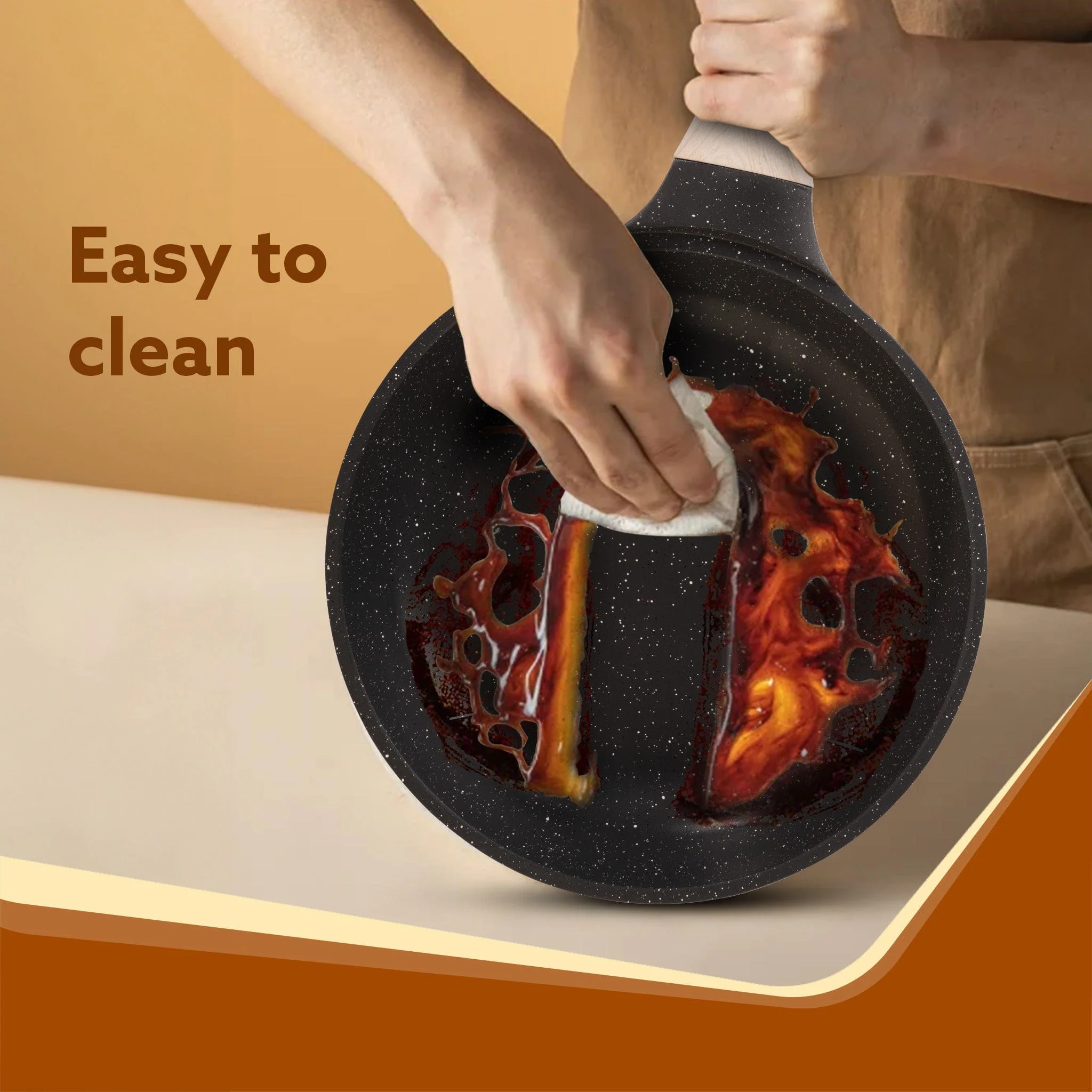 Imperial Granite Non Stick Fry Pan with Glass Lid, 3L / 28cm, Cast Aluminium Body, Omelette Egg Pan, Fish Fry Pan, Gas & Induction Compatible, Dark Grey - Image 3