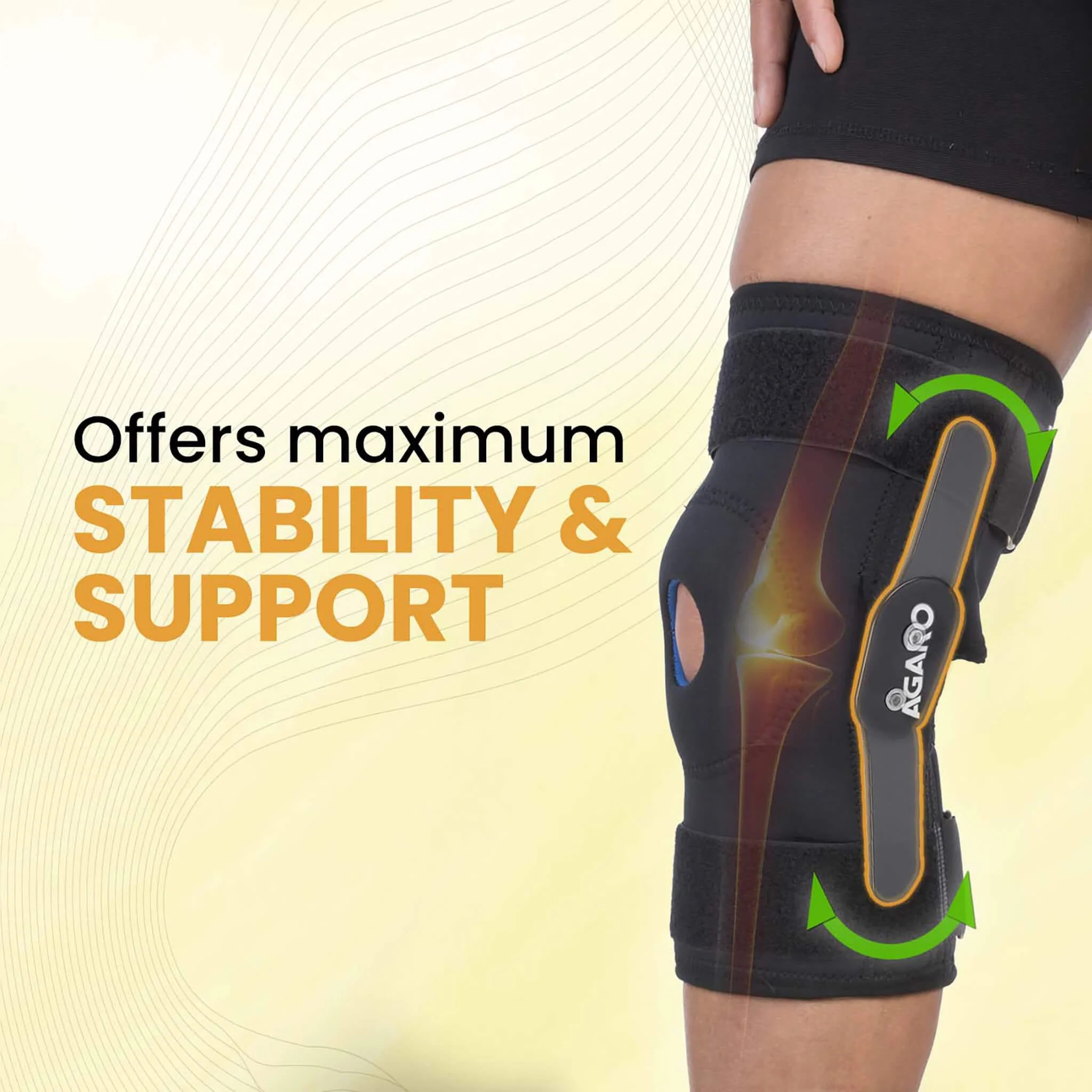 Knee Wrap Hinged With Open Patella, Rigid Biaxial Hinge, Neoprene Layer For Pain Relief,  Braces Walking, Workout And Sports, Medium, Black - Image 6