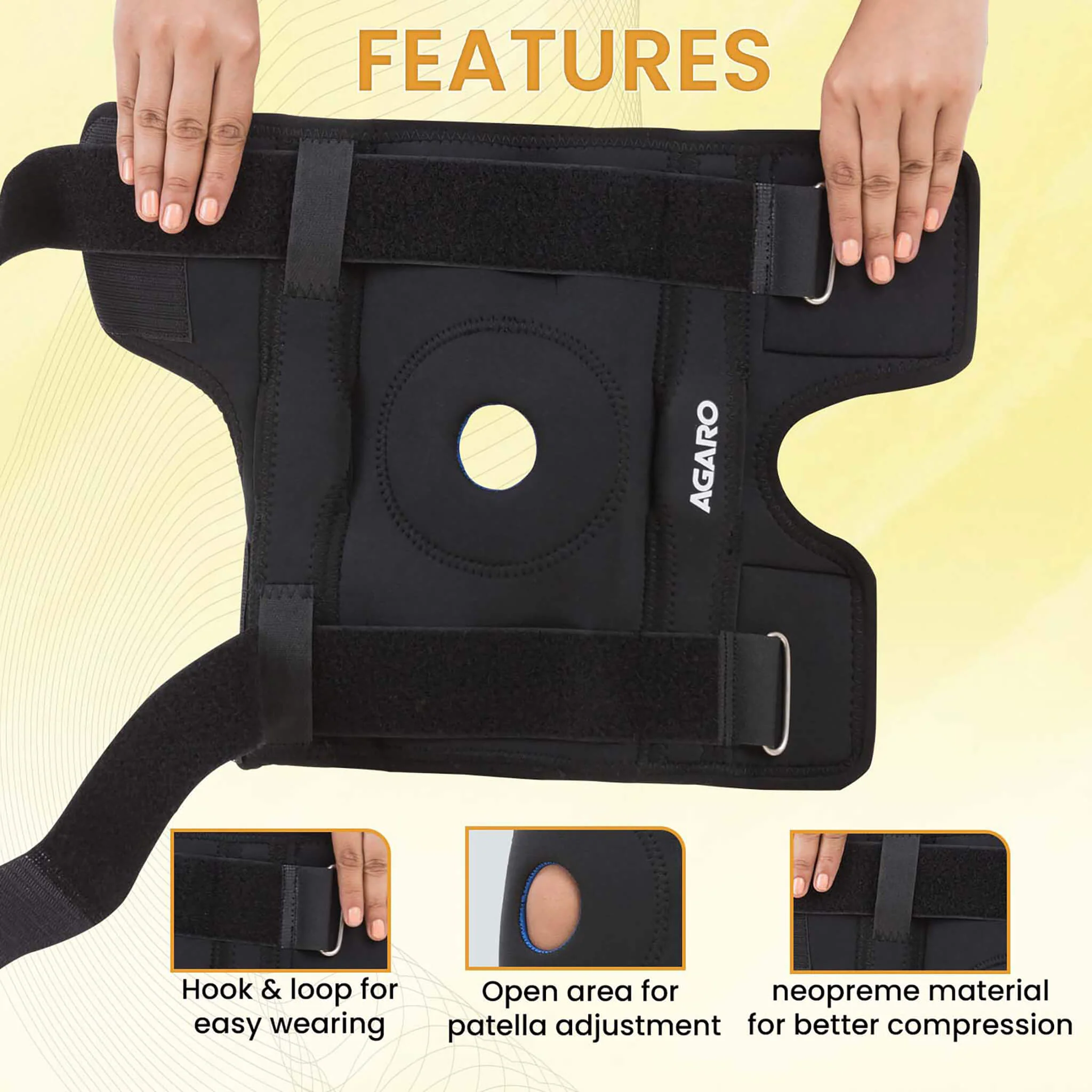 Knee Wrap Hinged With Open Patella, Rigid Biaxial Hinge, Neoprene Layer For Pain Relief,  Braces Walking, Workout And Sports, XXL, Black - Image 4