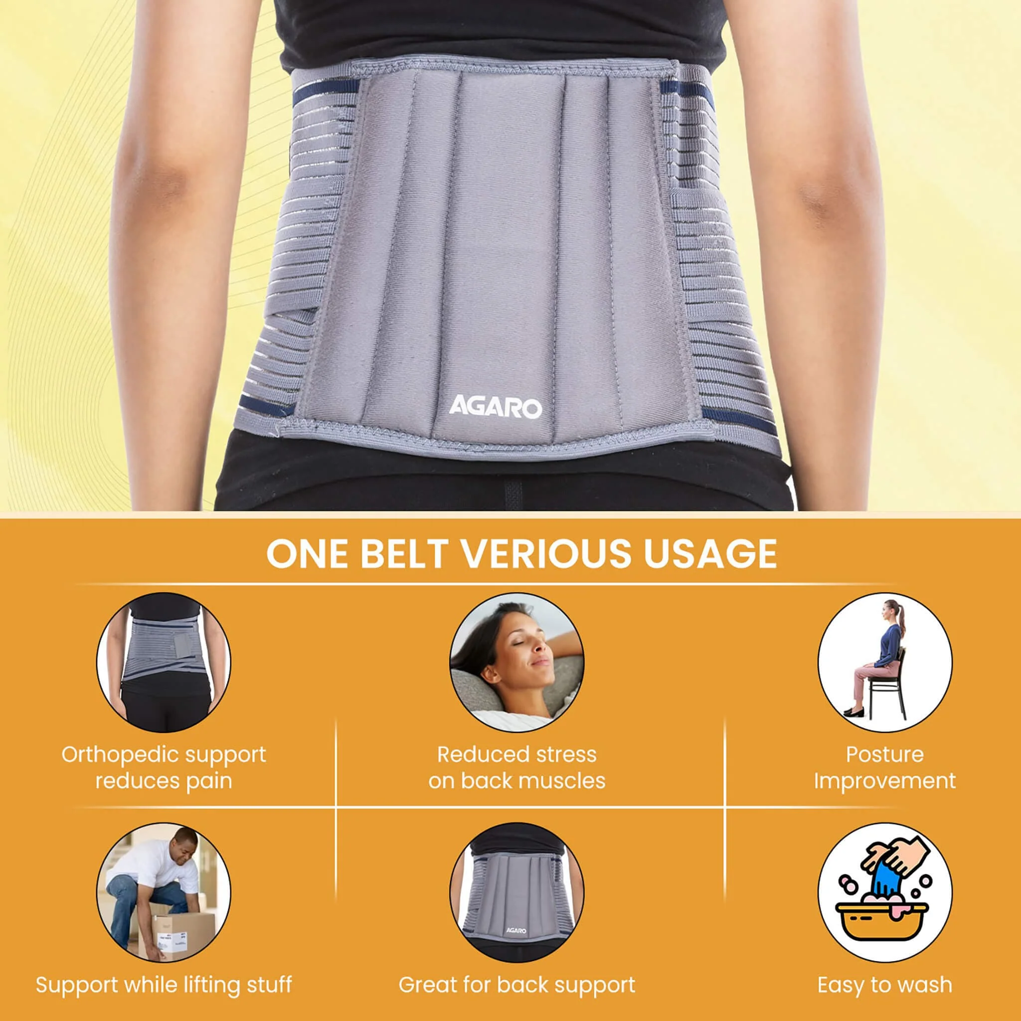Lumbo Sacral Belt With Double Strapping, Back Support For the Lumbar Spine, Pain Relief, Back Brace for Men and Women, Small, Grey - Image 6