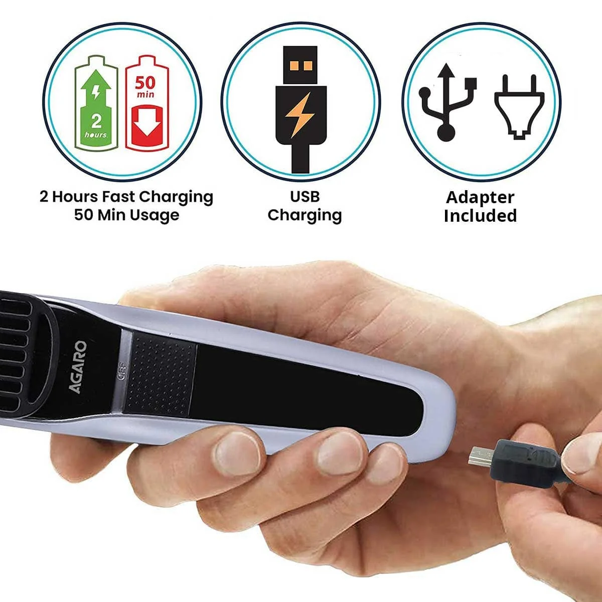 MT 5001 Beard Trimmer for Men, 50min Run Time, USB Charging, Fast Charge, Rechargeable Battery - Image 4