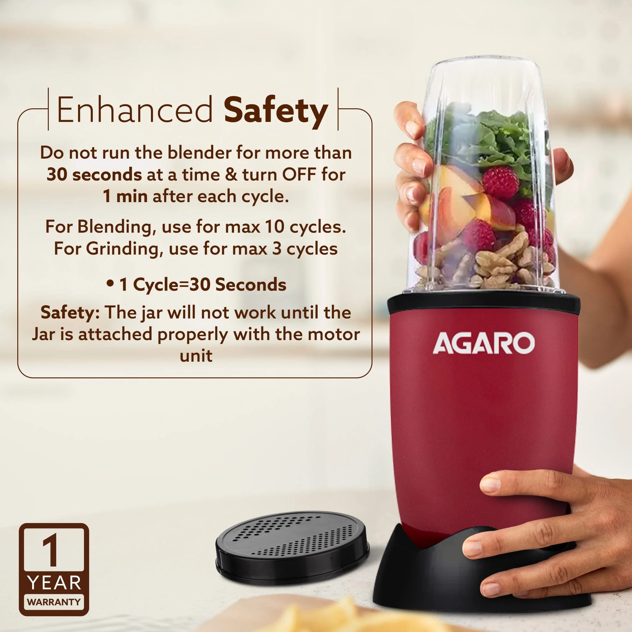 Regal Nutri Blender with 3 Jars, 400 Watts Personal Blender with 100% Copper Motor - Image 6