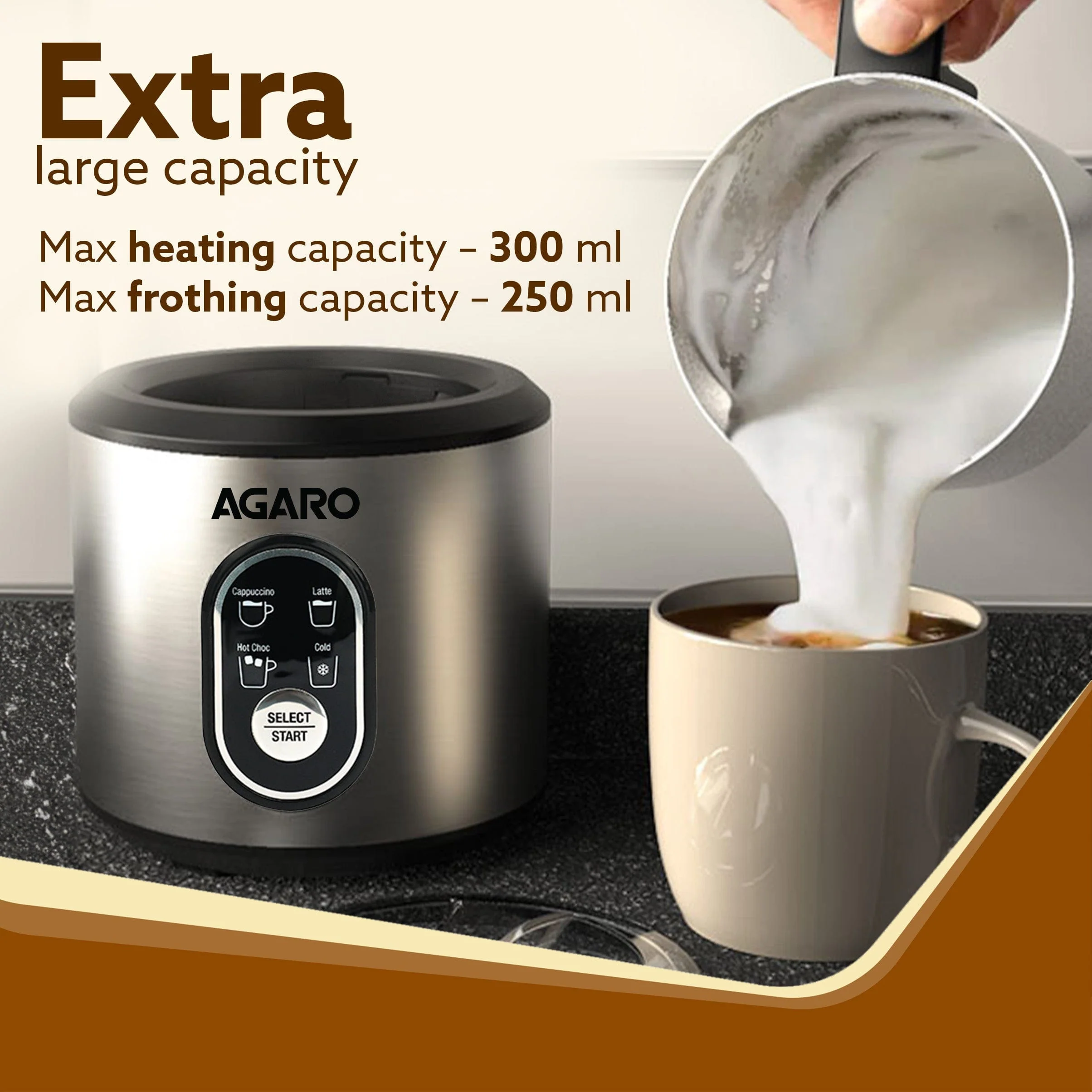 Regal Milk Frother for Coffee, 4 in 1 Electric Detachable Milk Frother and Heater | Made of Stainless Steel with Hot & Cold Foam Function for Latte, Cappuccino, Macchiato, Hot Chocolate - Image 3