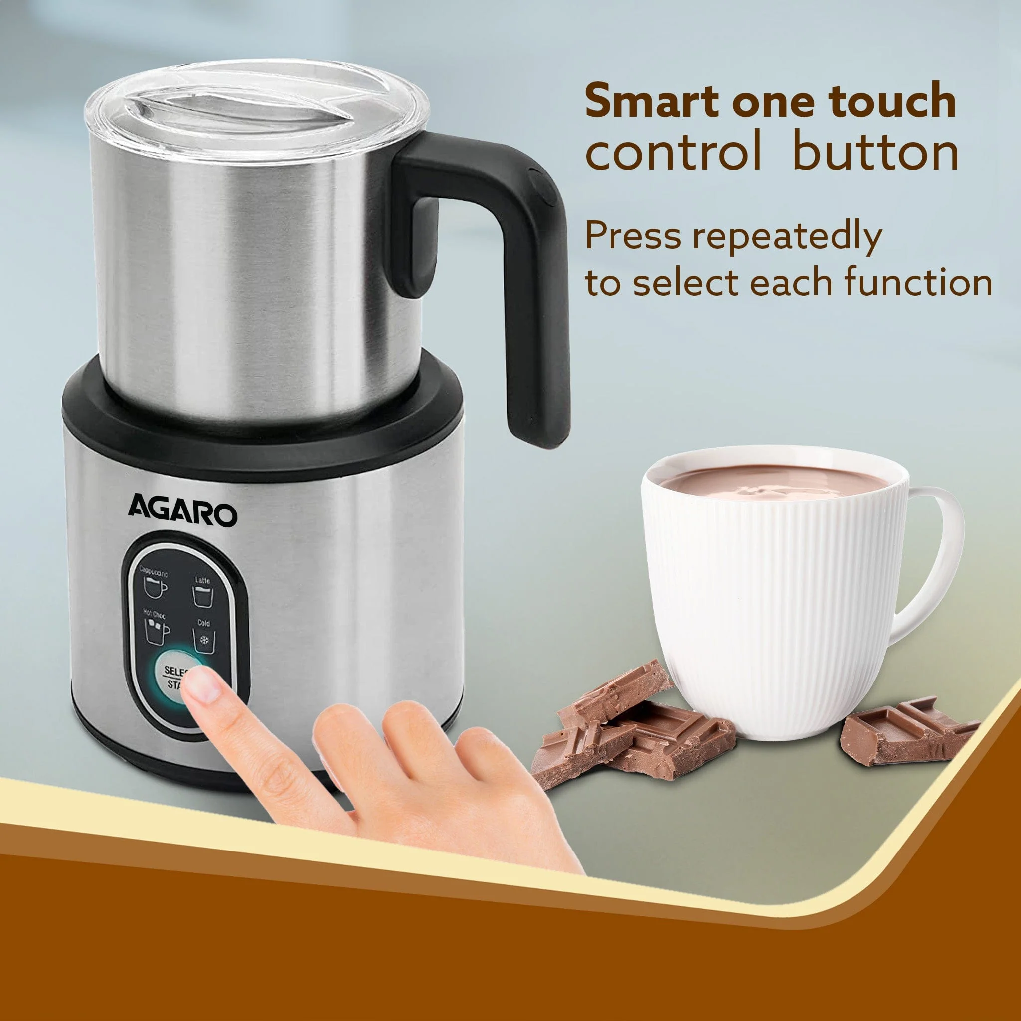 Regal Milk Frother for Coffee, 4 in 1 Electric Detachable Milk Frother and Heater | Made of Stainless Steel with Hot & Cold Foam Function for Latte, Cappuccino, Macchiato, Hot Chocolate - Image 6