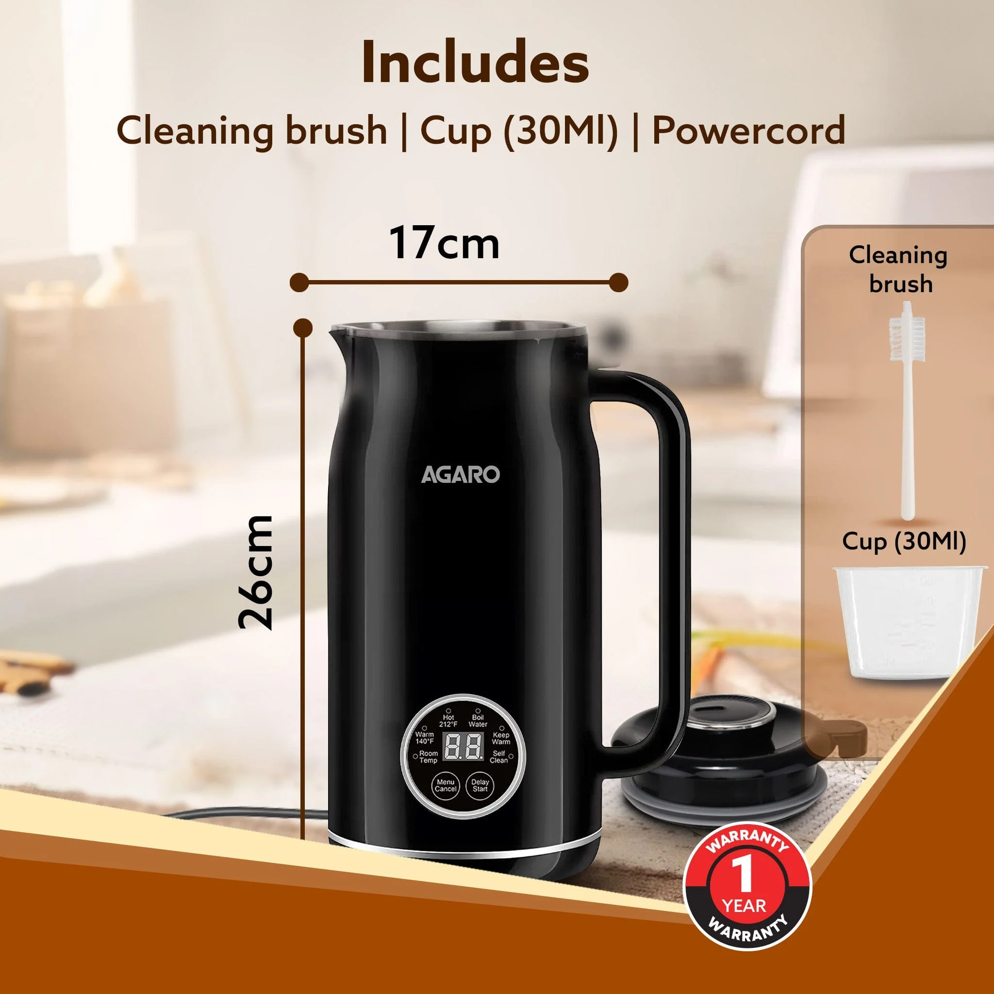 Regency Automatic Nut Milk Maker, Vegan Milk Machine, Make Vegan Milk From Nuts, Almonds, Soya, Oats etc, Boil Water, Juice, Cereals, Stainless Steel Body, 600ml, Black - Image 6