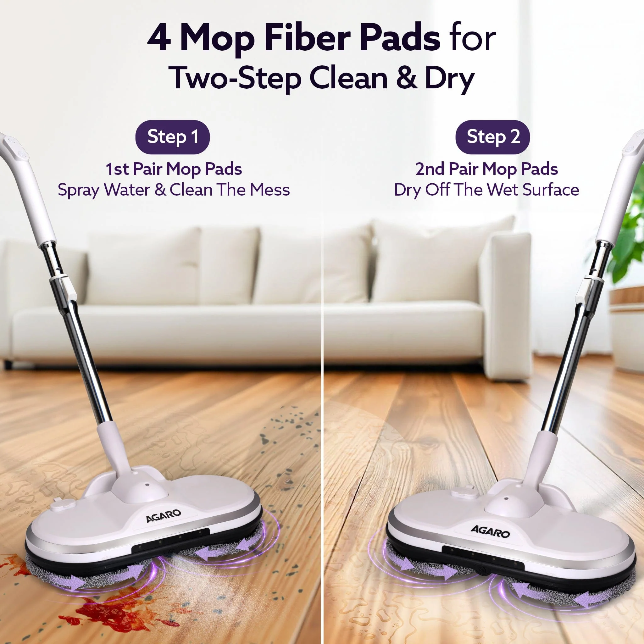 Regency Electric Spin Mop for Floor Cleaning, Floor Mopping,  Automatic Wet Mopper, Cordless, Adjustable Handle, Water Sprayer, Lightweight,  For Hardwood, Tile & Laminate Floors, Home, Kitchen & Office use - Image 3