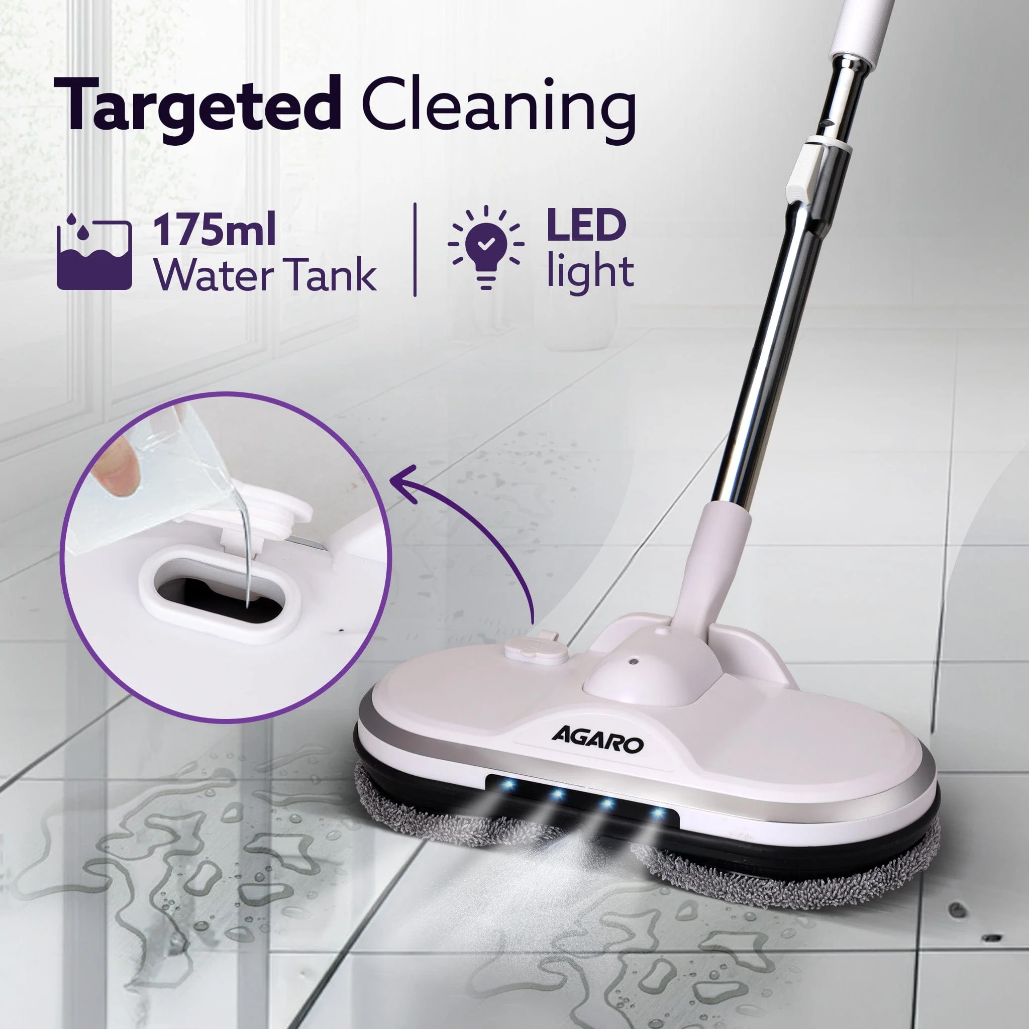 Regency Electric Spin Mop for Floor Cleaning, Floor Mopping,  Automatic Wet Mopper, Cordless, Adjustable Handle, Water Sprayer, Lightweight,  For Hardwood, Tile & Laminate Floors, Home, Kitchen & Office use - Image 4