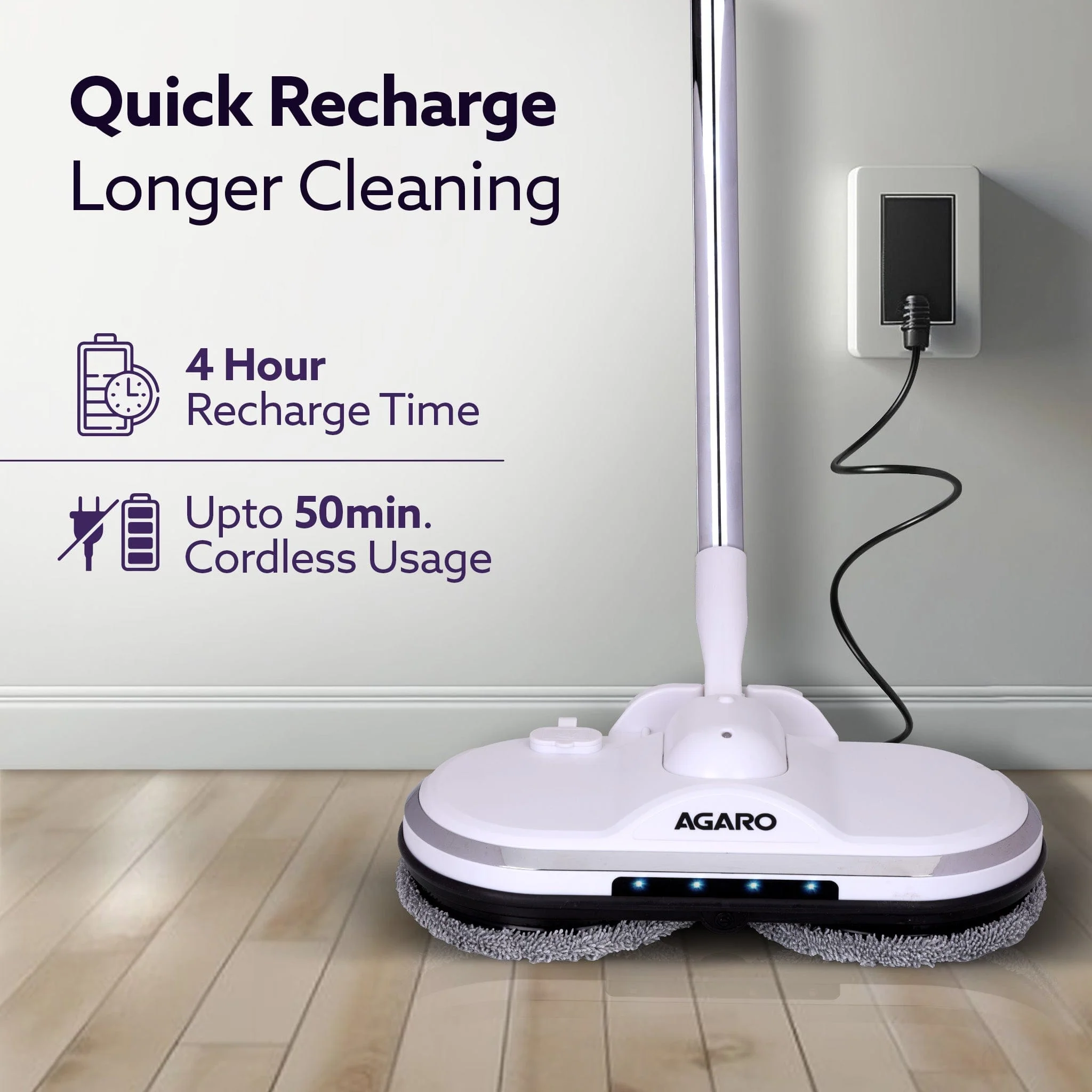 Regency Electric Spin Mop for Floor Cleaning, Floor Mopping,  Automatic Wet Mopper, Cordless, Adjustable Handle, Water Sprayer, Lightweight,  For Hardwood, Tile & Laminate Floors, Home, Kitchen & Office use - Image 5