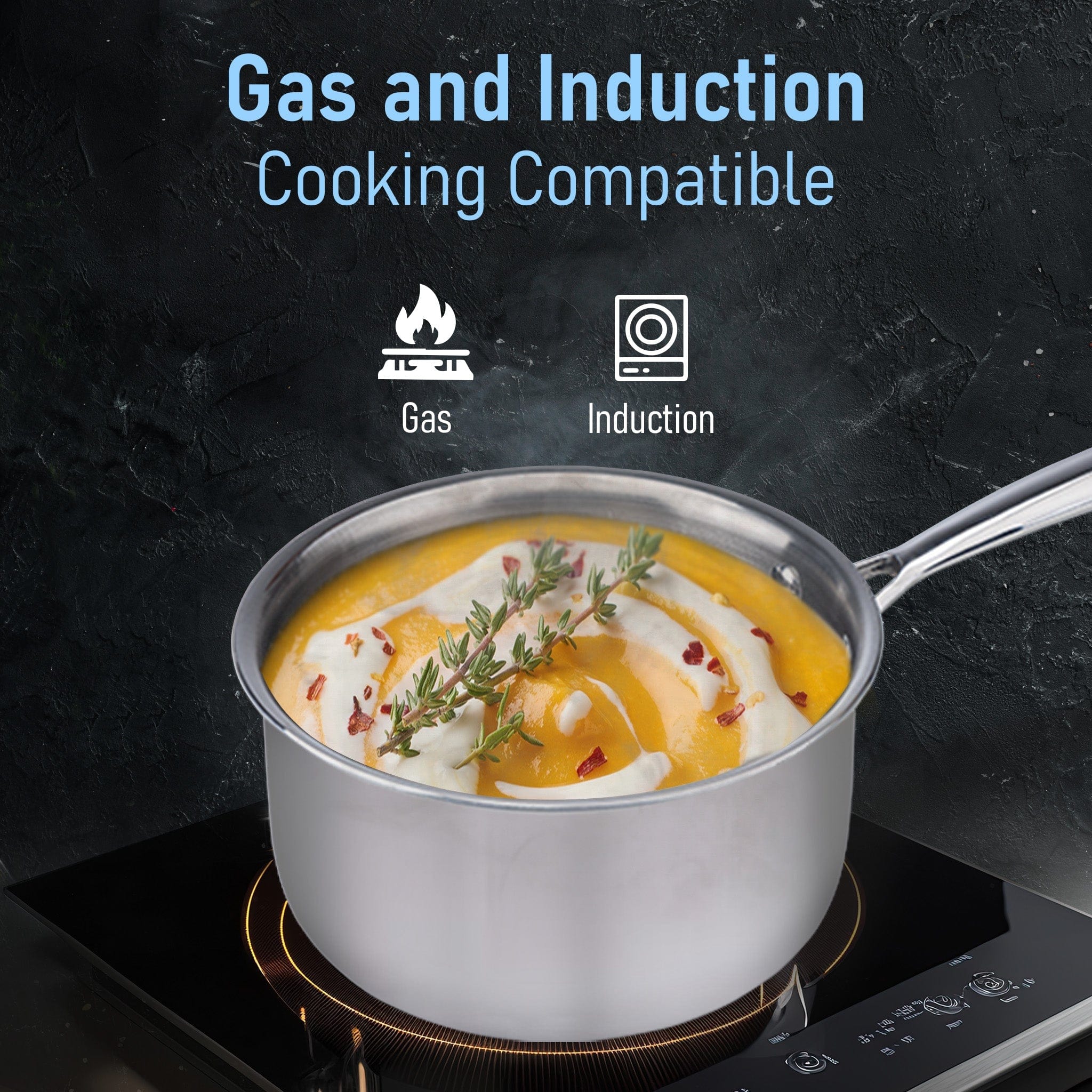 Regency Triply Steel Saucepan With Lid 18 cm, Triple Layered Stainless Steel Body,  2.25L Capacity, 2.5mm Thick Body, Sturdy Handle, Induction & Gas Compatible, Tea, Chai Pan - Image 9