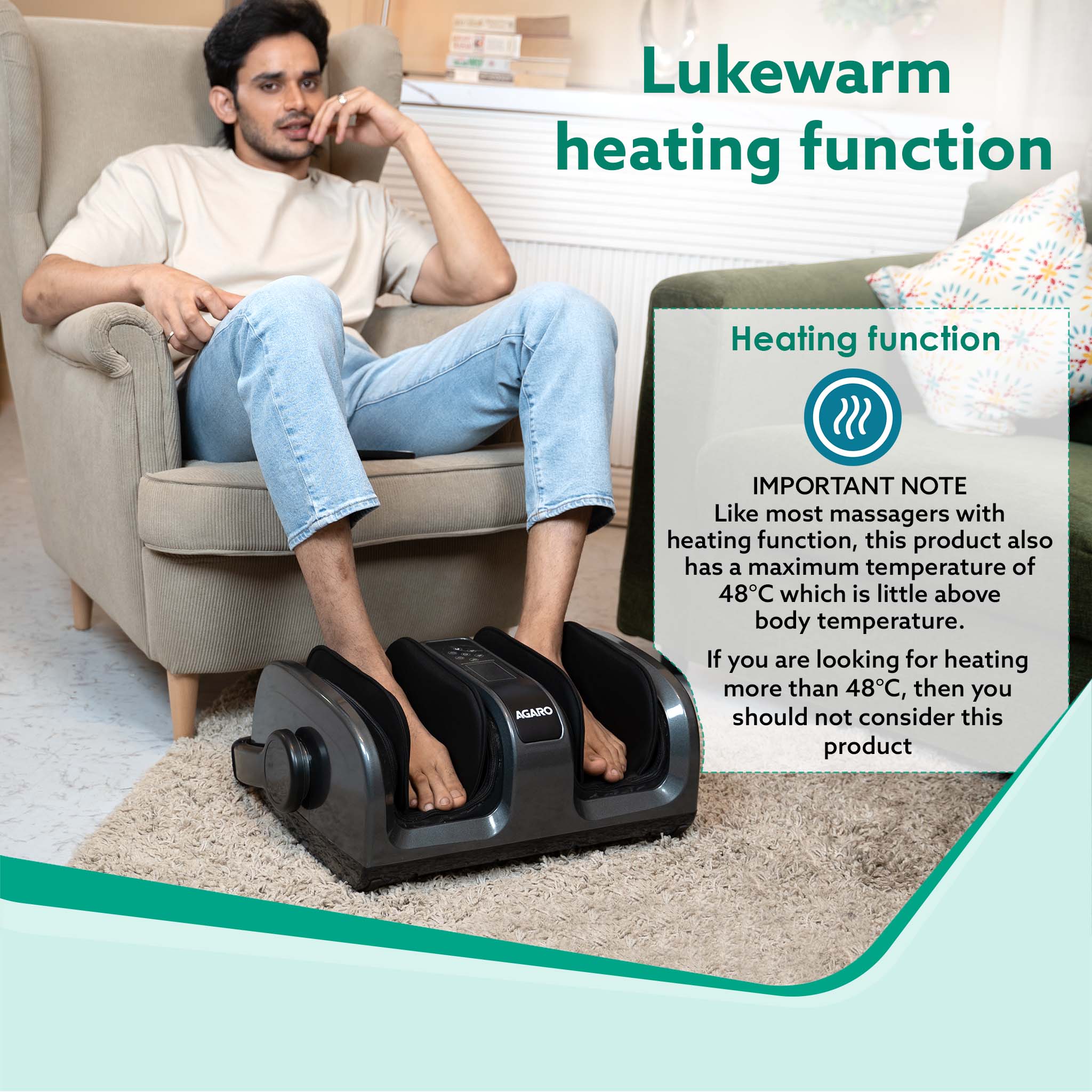 Royal Air Compression Foot Massager, Shiatsu Foot Massager, Kneading & Rolling Function, Lukewarm Heat, For Pain Relief, Muscle Relaxation & Improving Blood Circulation, Includes Remote Control - Image 6