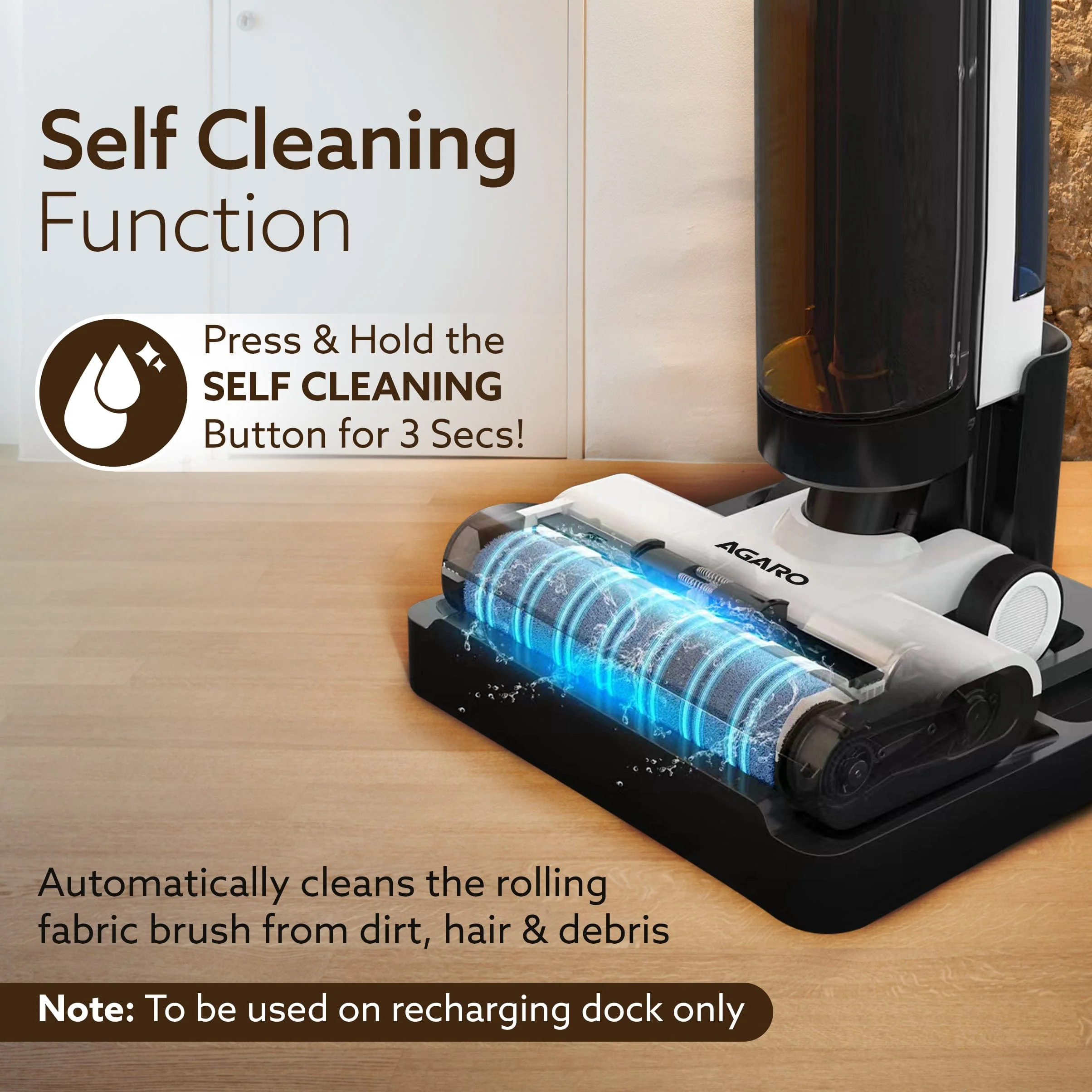 Royal Mop & Vacuum Cleaner, Lightweight Cordless Cleaner for Multi-Surface Hard Floor, Brushless Motor, Smart Display, Self-Propelled Brush Rolling Brush, Self-Cleaning & Sterilization, Great for Sticky Messes - Image 4