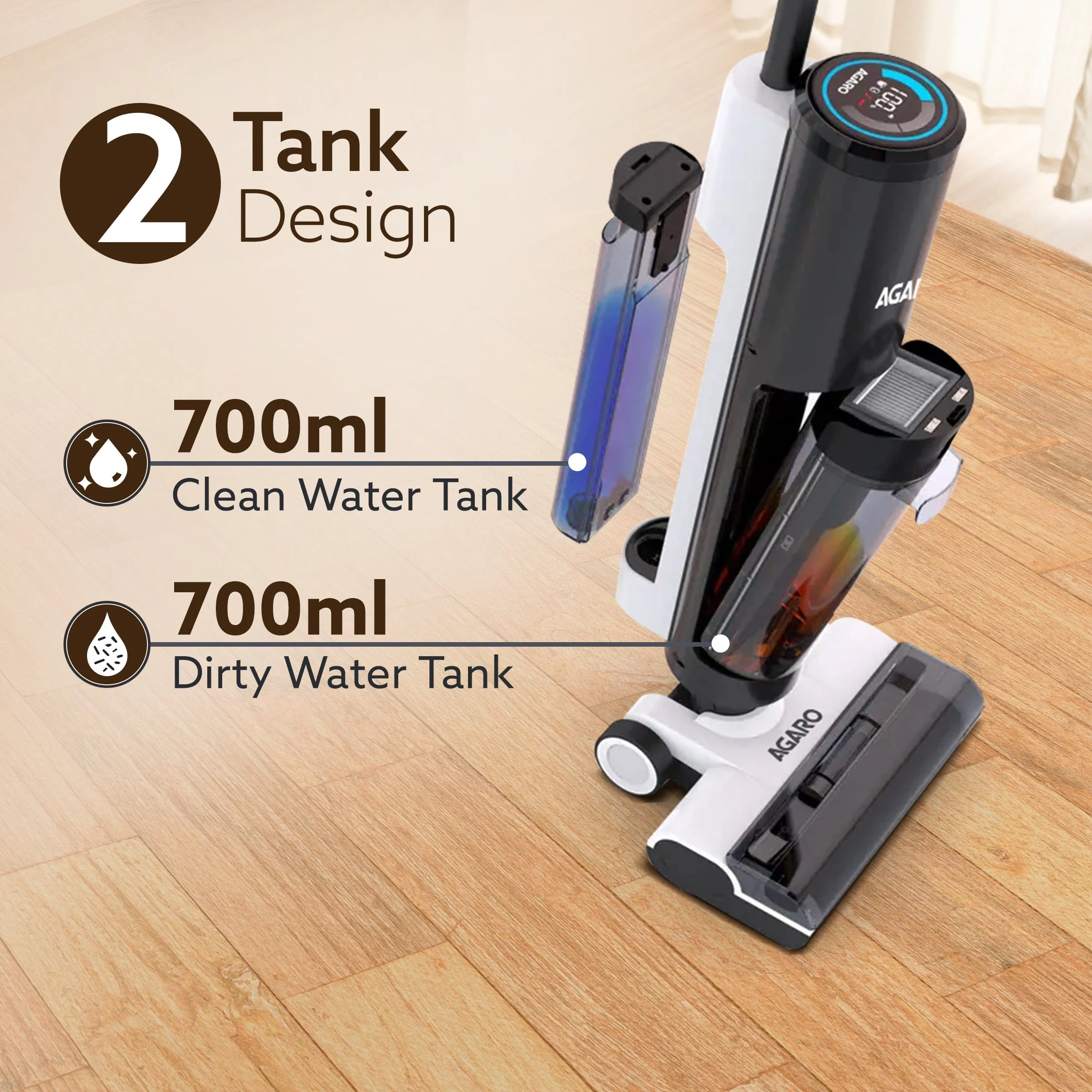Royal Mop & Vacuum Cleaner, Lightweight Cordless Cleaner for Multi-Surface Hard Floor, Brushless Motor, Smart Display, Self-Propelled Brush Rolling Brush, Self-Cleaning & Sterilization, Great for Sticky Messes - Image 6