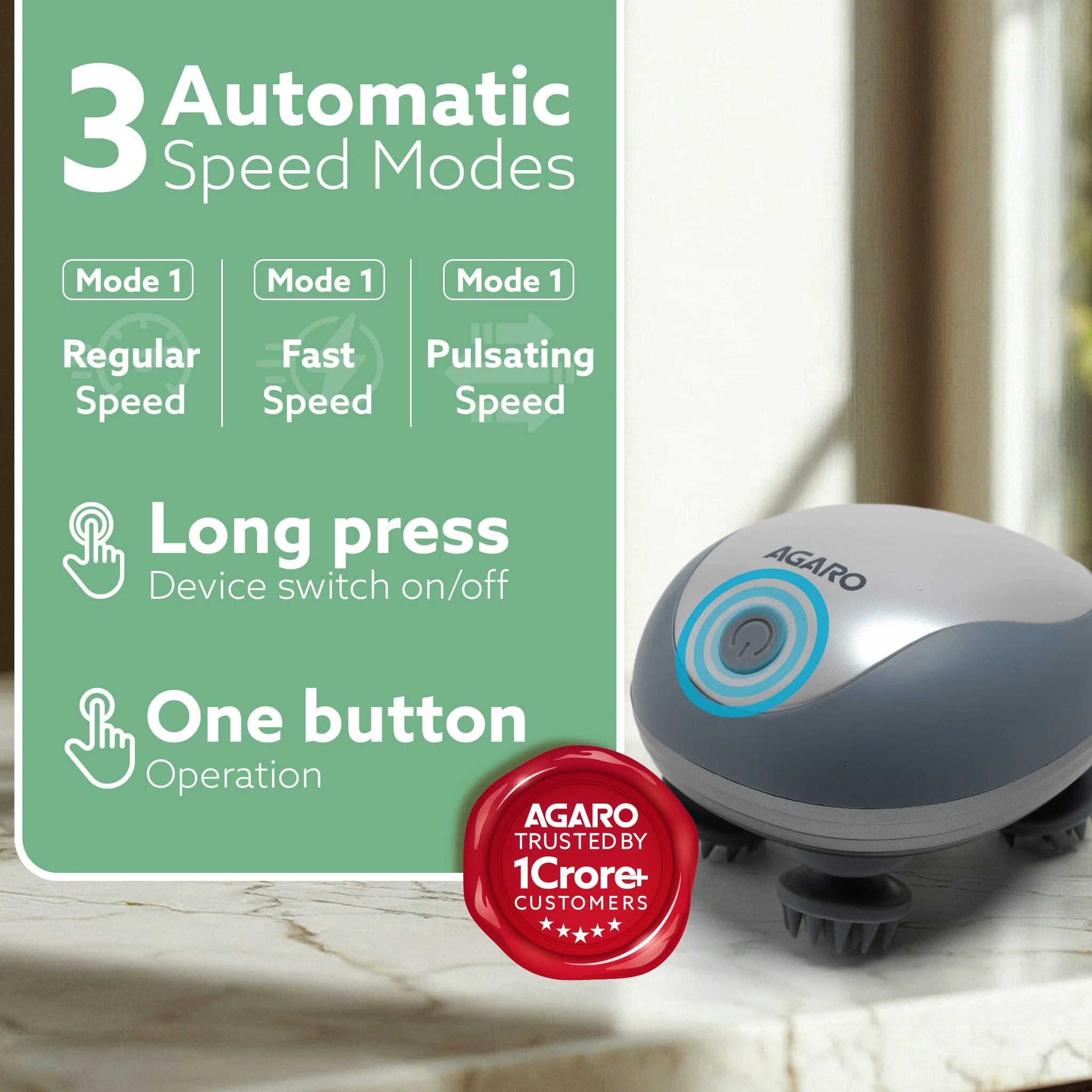 Scalp Massager, Rechargeable Electric Head Kneading Massager, 3 Speed Modes, Handheld Portable Head Scratcher Massager for Hair Growth, Deep Clean & Stress Relax, SM3675,White - Image 3