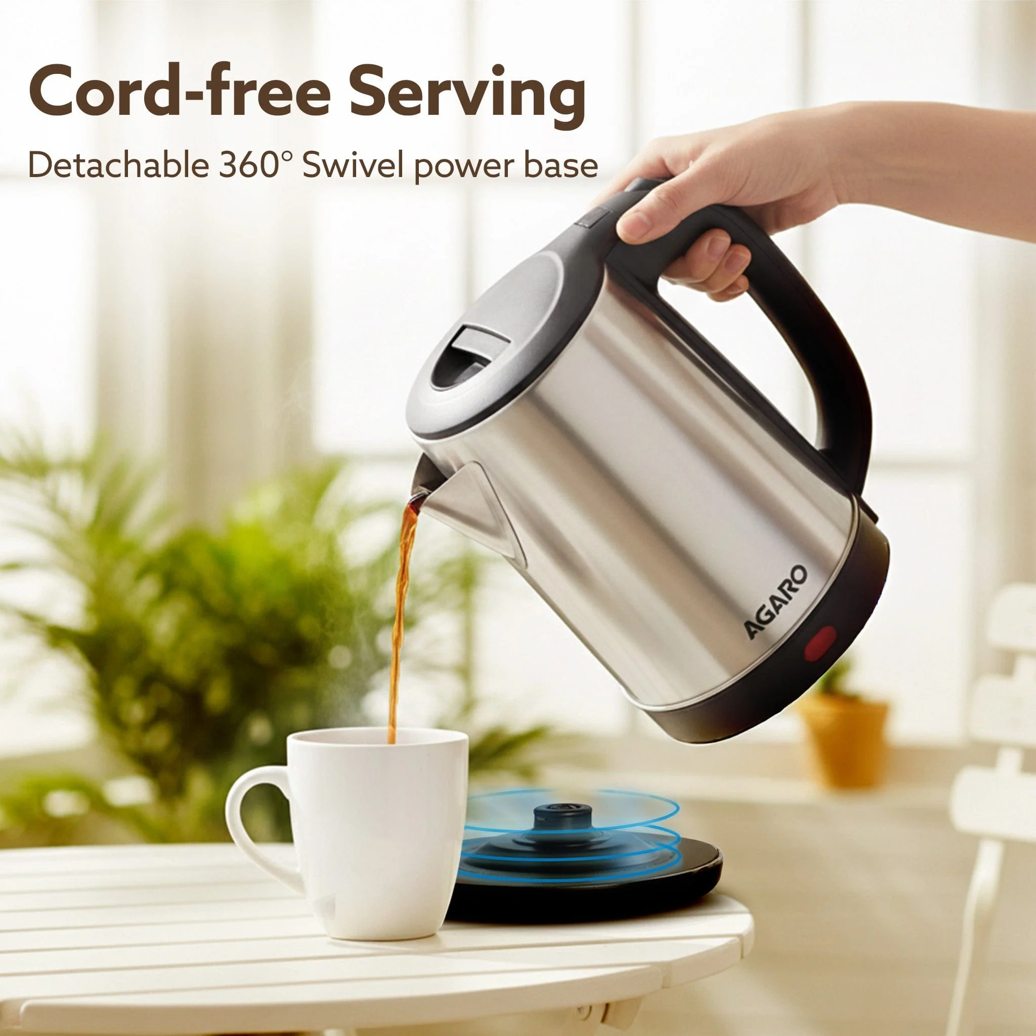 AGARO Sonnet Electric Kettle, 1.5L, 1500W, Stainless Steel Body - Image 4