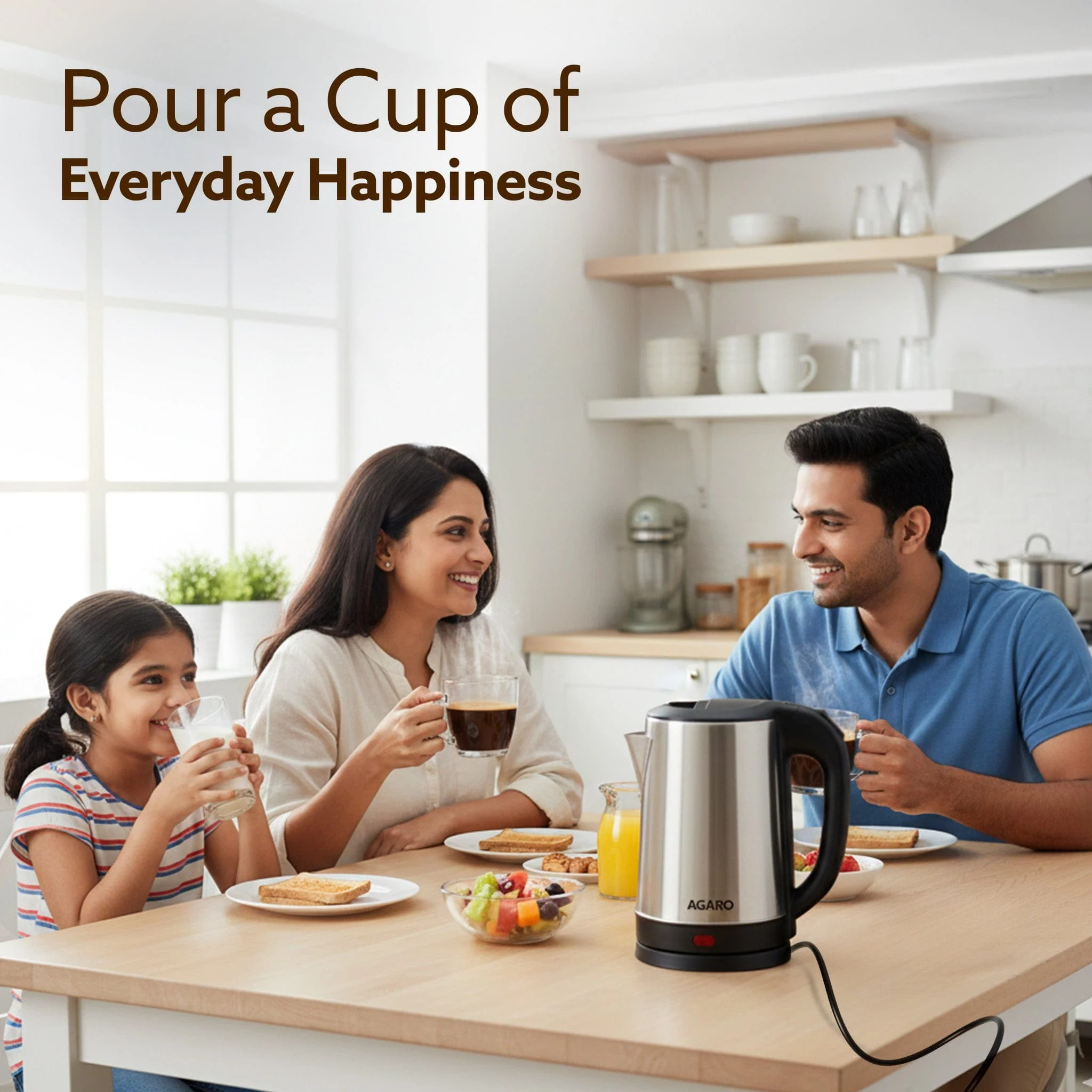 AGARO Sonnet Electric Kettle, 1.5L, 1500W, Stainless Steel Body - Image 7