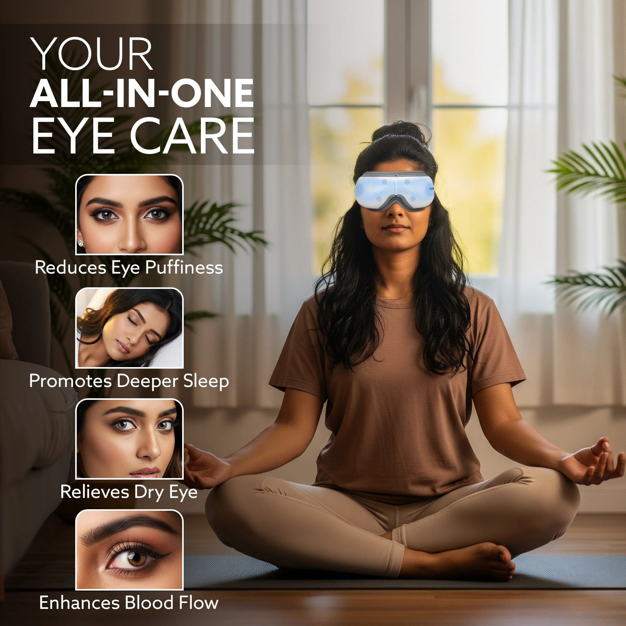 Supreme Eye Massager with Lukewarm Heat, Relax, Reduce Eye Strain, Relief from Stress, Headache & Migraine Pain, Air Compression Massage, 180° Foldable, 5 Modes, Bluetooth Music, Improves Sleep - Image 3