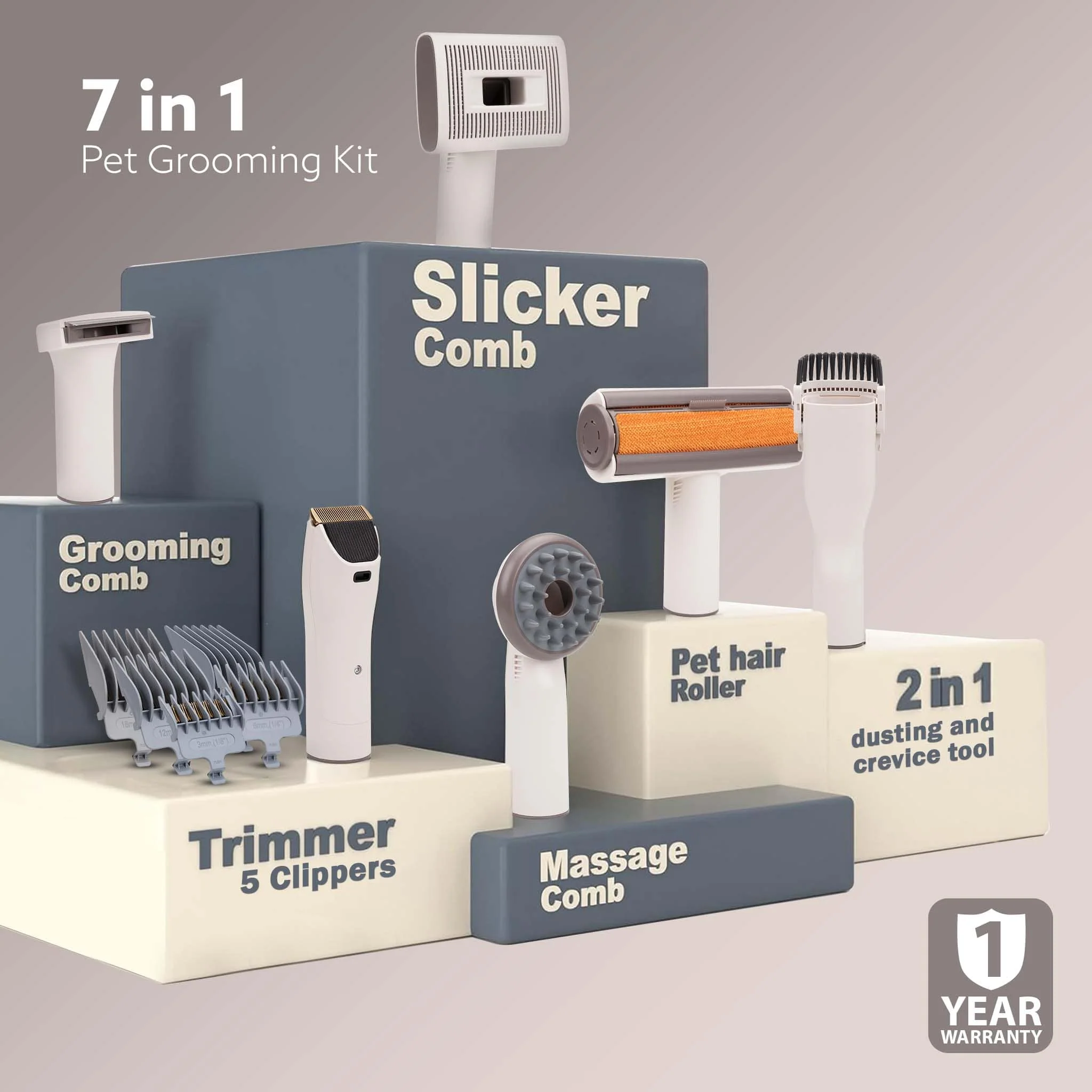 Supreme Pet Grooming Kit & Vacuum Suction, Picks up 99% Pet Hair, Dry Vacuuming, 3 Suction Modes Up to 10 kPa, 350W, Multi Grooming Tools, 2.5L Bin, For Pet hair cleaning, Home Cleaning, White - Image 6