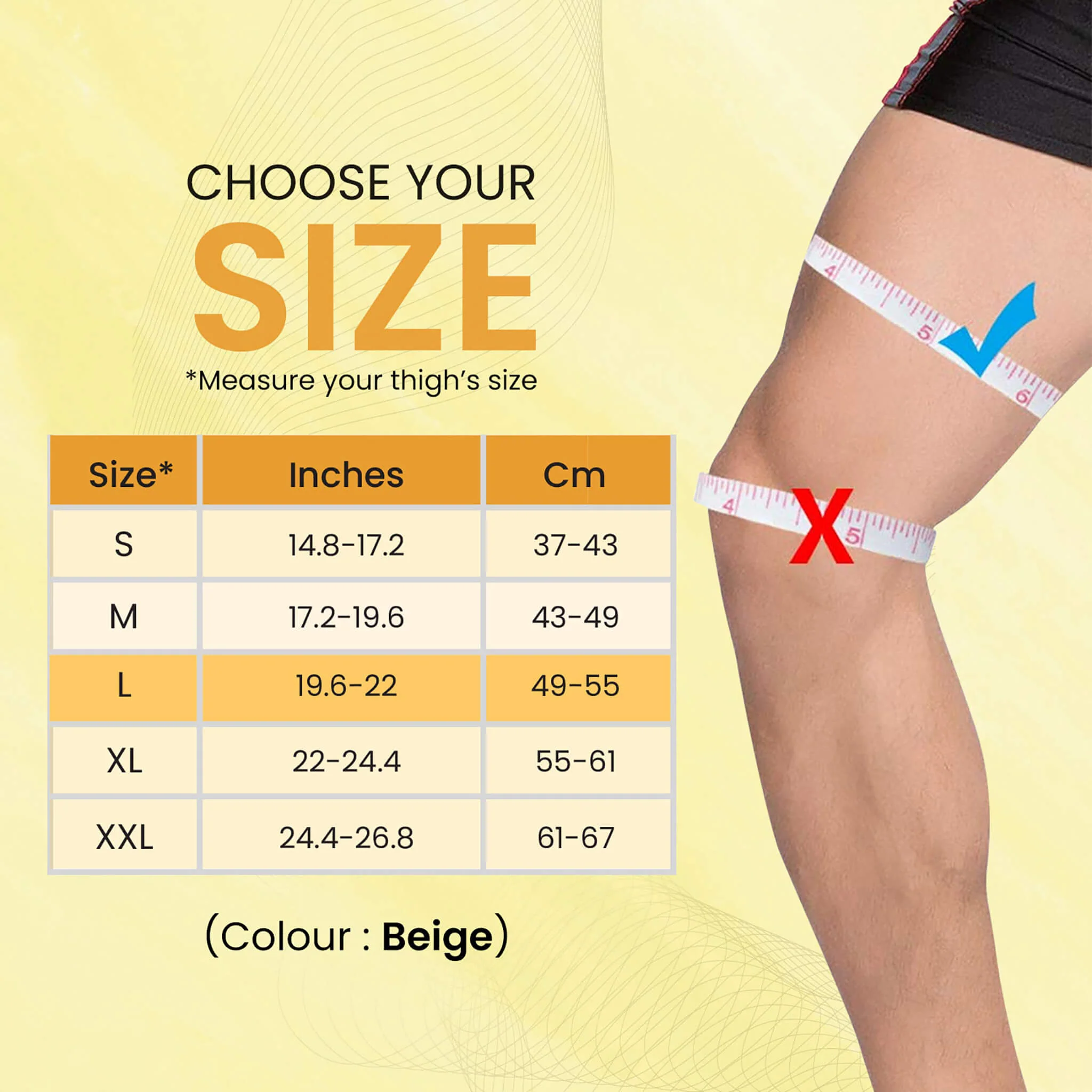 Tubular Stretchable Knee Cap, Breathable Fabric, Uniform Compression, Relieves Muscle Pain, Joint Pain, Injury Recovery, For Workout, Running, For Men And Women, Large , Beige, Pack of 2 - Image 2