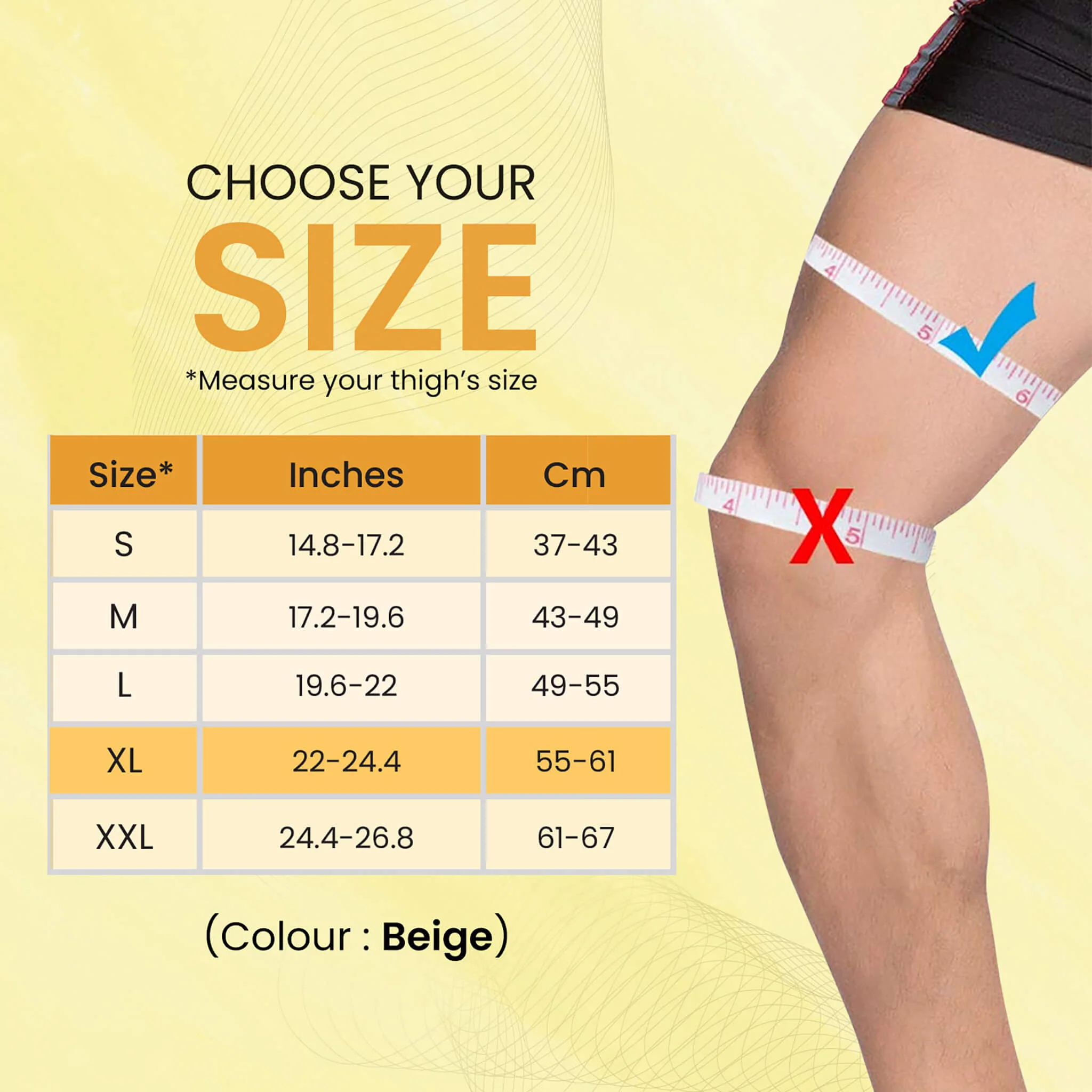 Tubular Stretchable Knee Cap,  Breathable Fabric, Uniform Compression, Relieves Muscle Pain, Joint Pain, Injury Recovery, For Workout, Running, For Men And Women, XL, Beige, Pack of 2 - Image 2