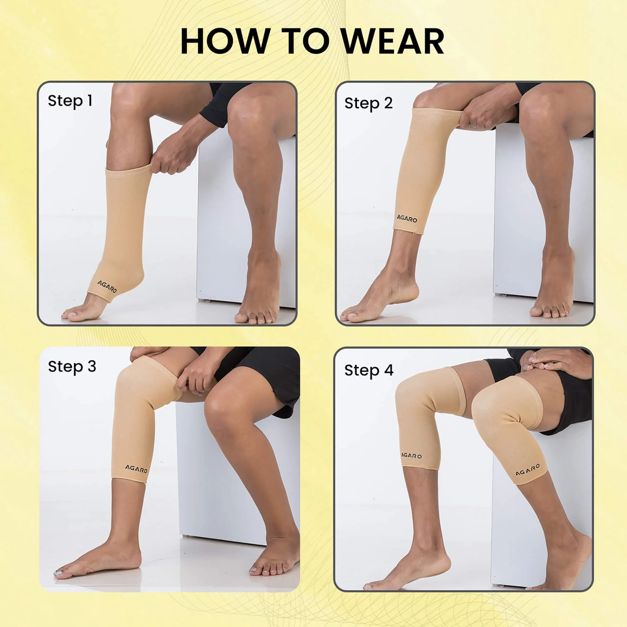 Tubular Stretchable Knee Cap,  Breathable Fabric, Uniform Compression, Relieves Muscle Pain, Joint Pain, Injury Recovery, For Workout, Running, For Men And Women, XXL, Beige, Pack of 2 - Image 3