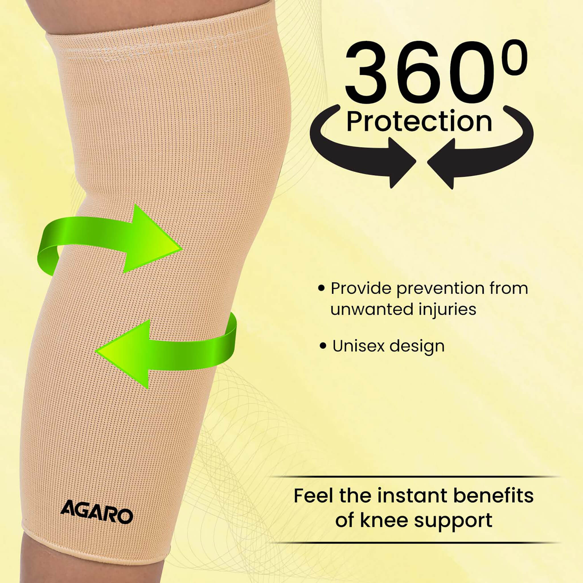 Tubular Stretchable Knee Cap,  Breathable Fabric, Uniform Compression, Relieves Muscle Pain, Joint Pain, Injury Recovery, For Workout, Running, For Men And Women, XXL, Beige, Pack of 2 - Image 4