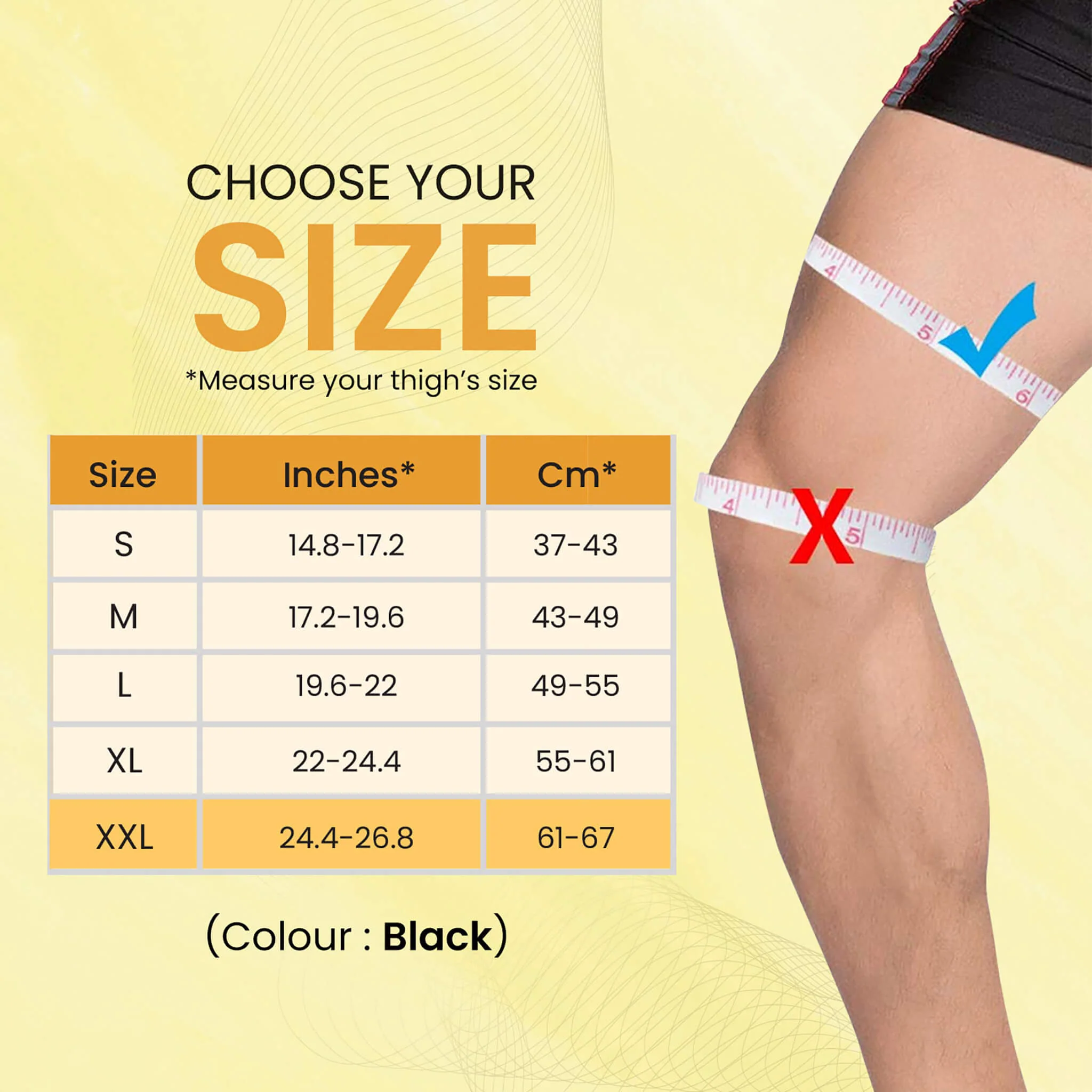 Tubular Stretchable Knee Cap,  Breathable Fabric, Uniform Compression, Relieves Muscle Pain, Joint Pain, Injury Recovery, For Workout, Running, For Men And Women, XXL, Black, Pack of 2 - Image 2