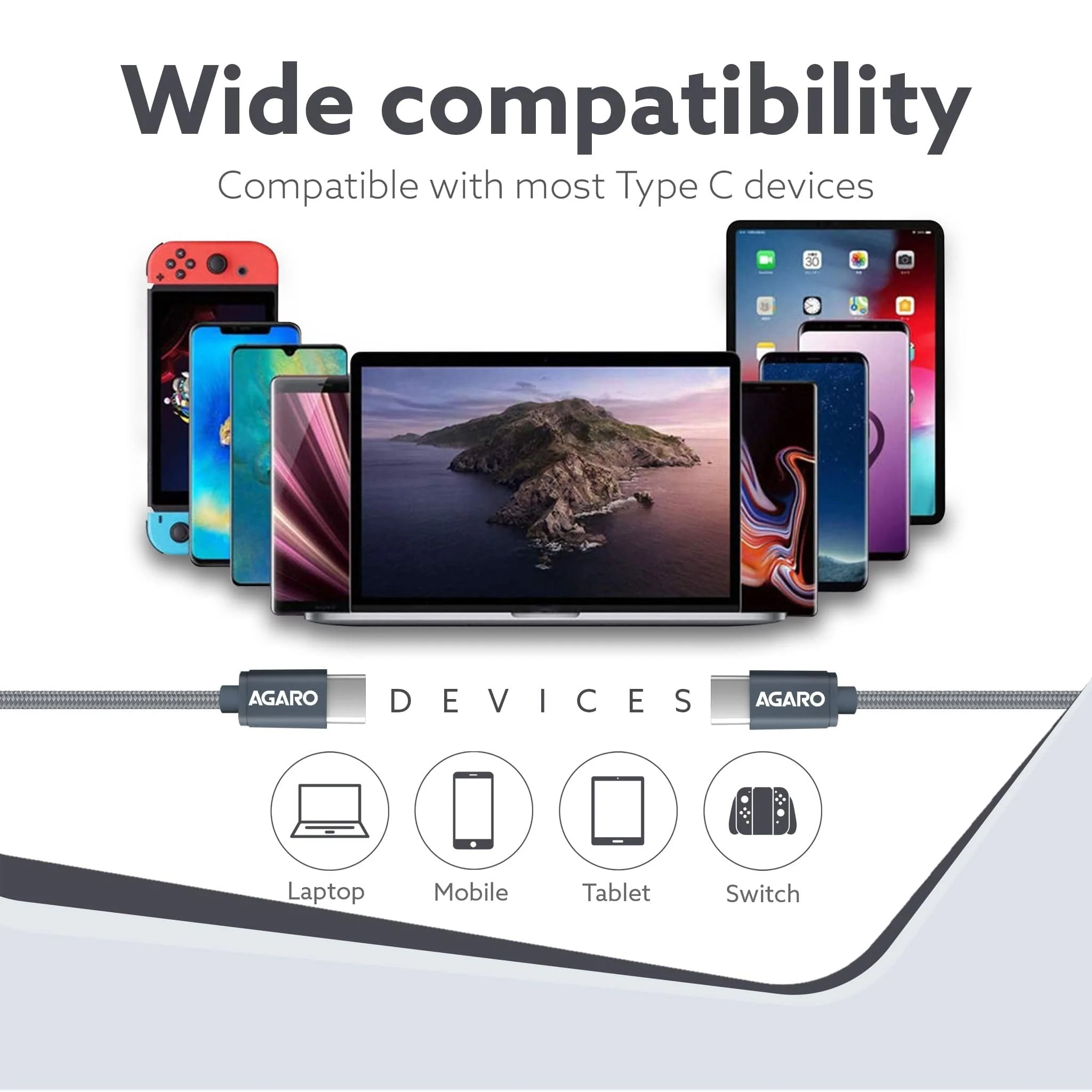 USB Type C To Type C  Braided Sync & Fast Charging Cable, Compatible With Mobile, Laptop & Tablets, 3.2 Feet (1M), Supports PD Charging - Image 5