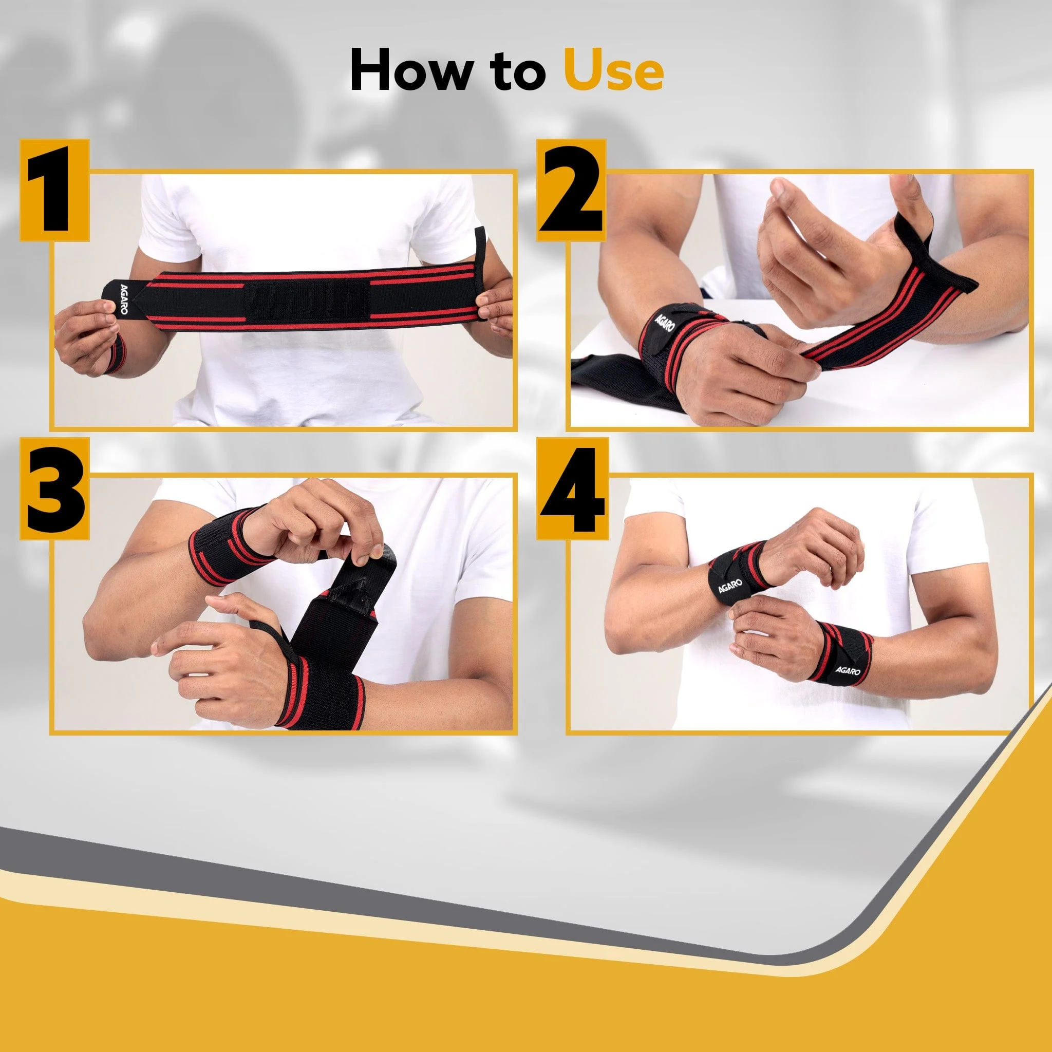 Wrist Support with Thumb Loop Straps, for Gym, Fitness & Weightlifting, Made of Velcro & Elastic Band, for Men & Women, Set of 2, Universal Size ( Black & Red ) - Image 6