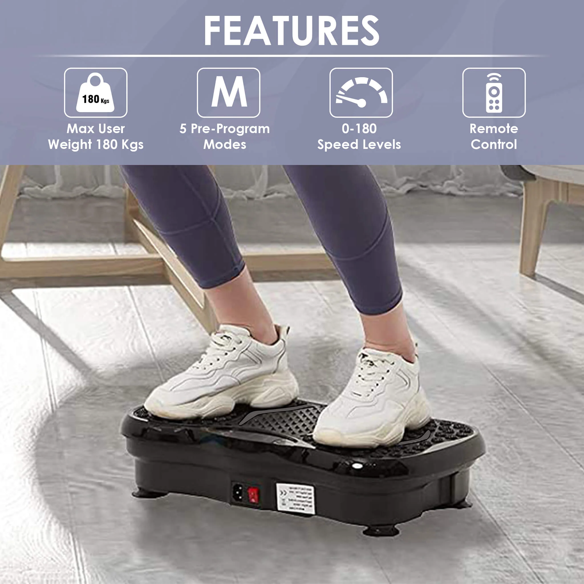 Alpha Crazyfit Vibration Plate Massager,Home & Gym Workout Machine For Muscle Toning,Calorie Burning,Massaging,Weight Loss,Pain Relief - Image 3