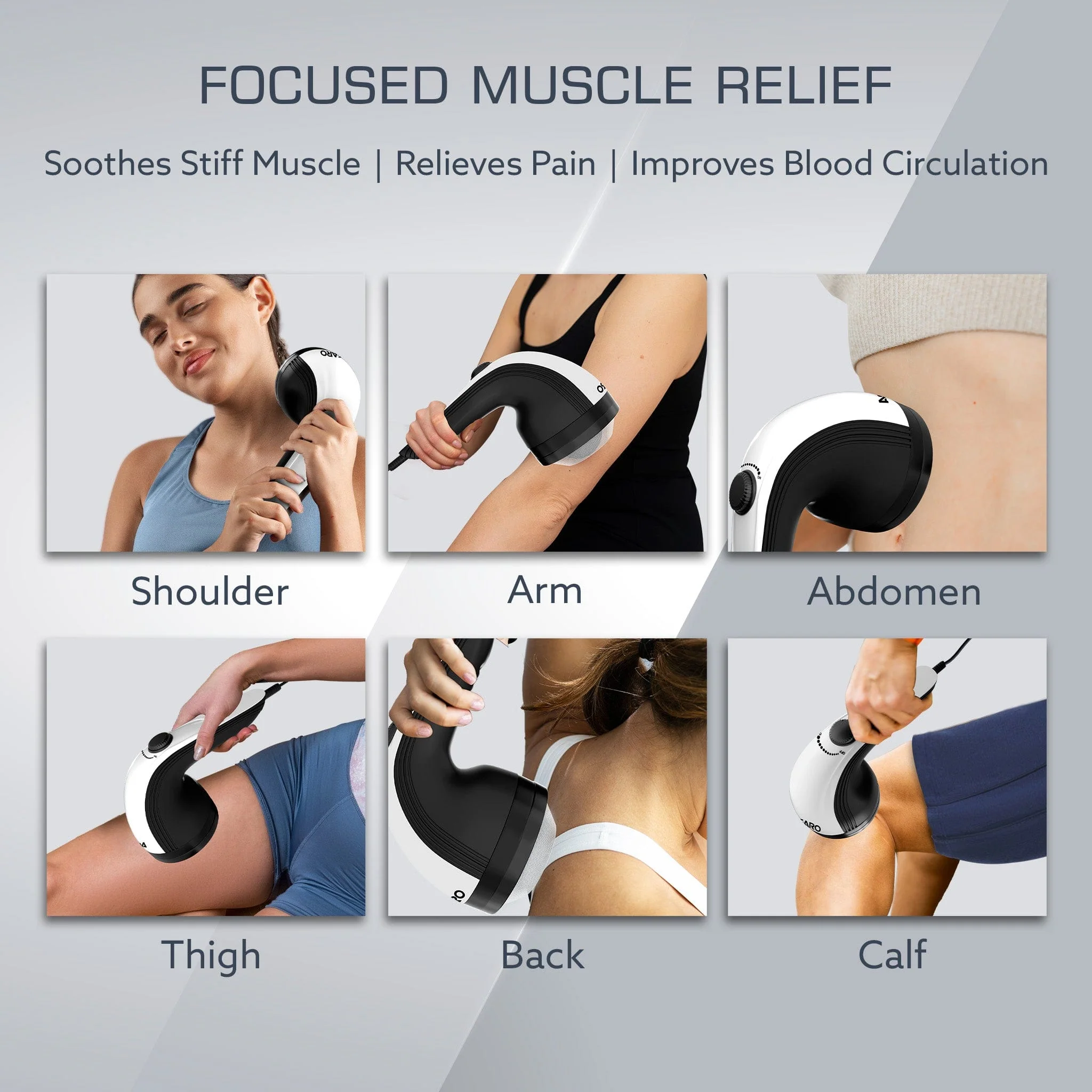 Atom Plus Electric Handheld Full Body Massager, 4 Massage Heads, Mesh Cover, Variable Speed Settings for Pain Relief and Relaxation, Back, Leg & Foot - Image 5