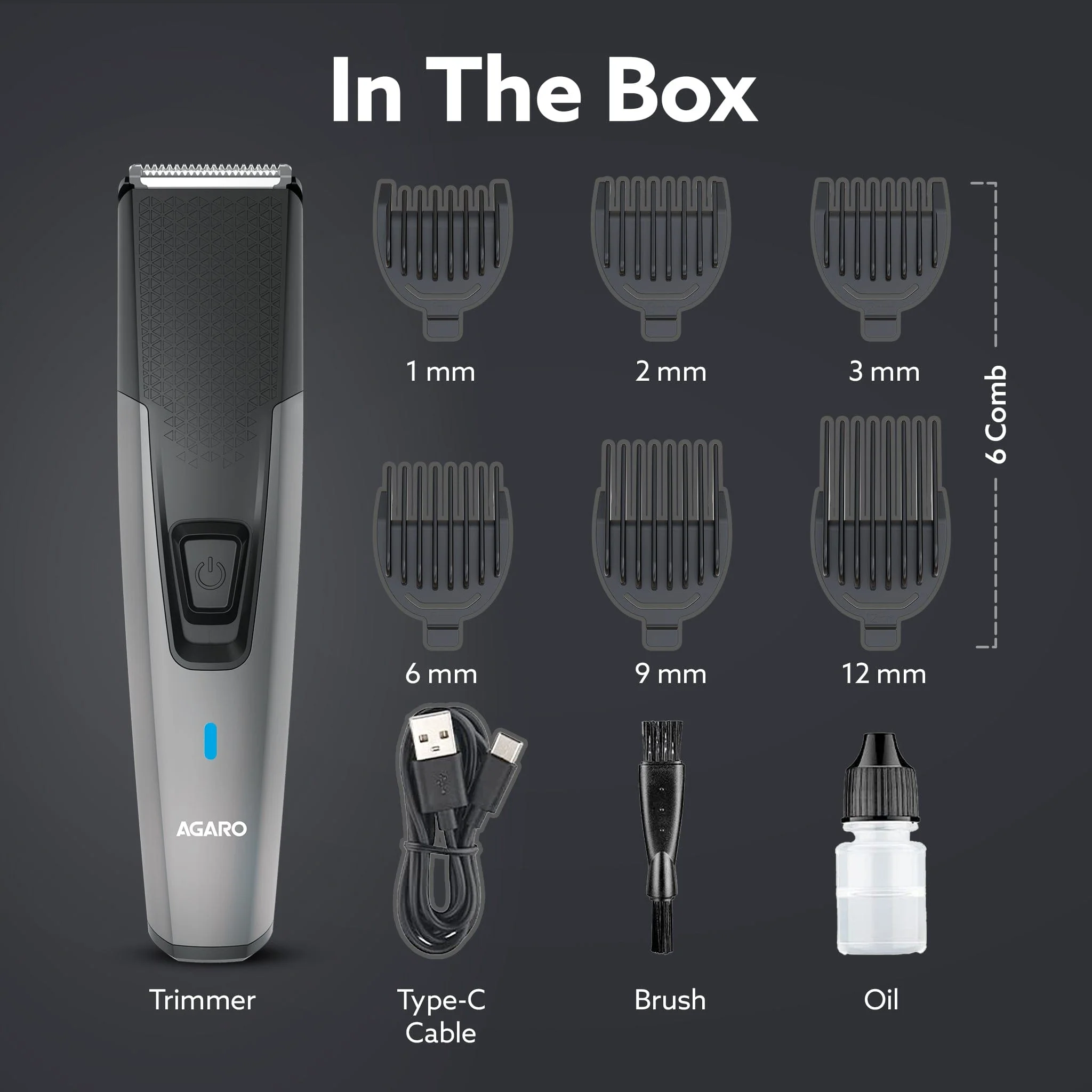 Beard Trimmer MT5005, 90 mins run time with Type C, 6 comb attachments, Self sharpening blades | Trimmer for Men - Image 6