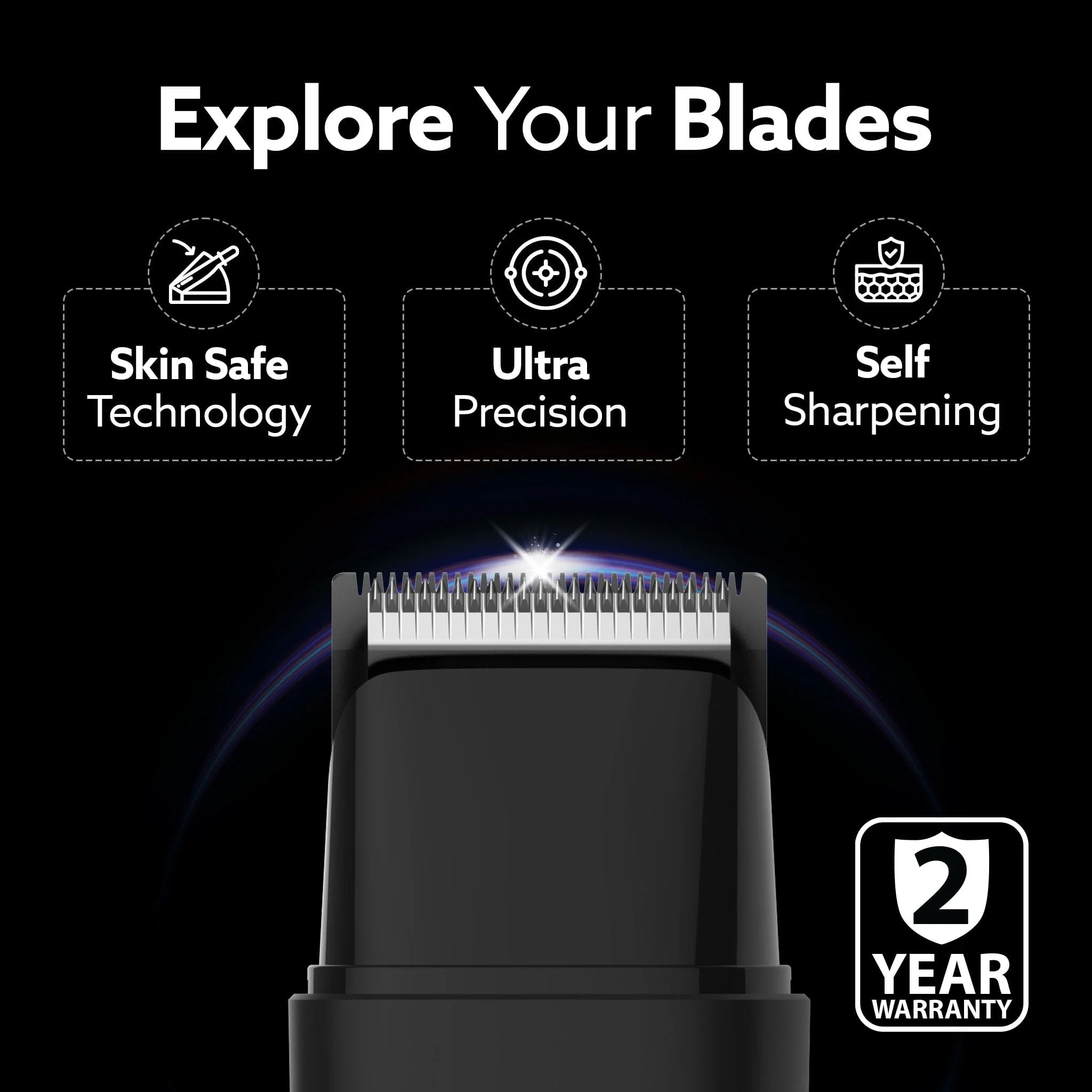 Beard Trimmer MT7007, 60 mins run time with Type C, 2pcs limit comb - 1mm & 3mm, Protective Cap, Washable Trimmer Head | Trimmer for Men - Image 4