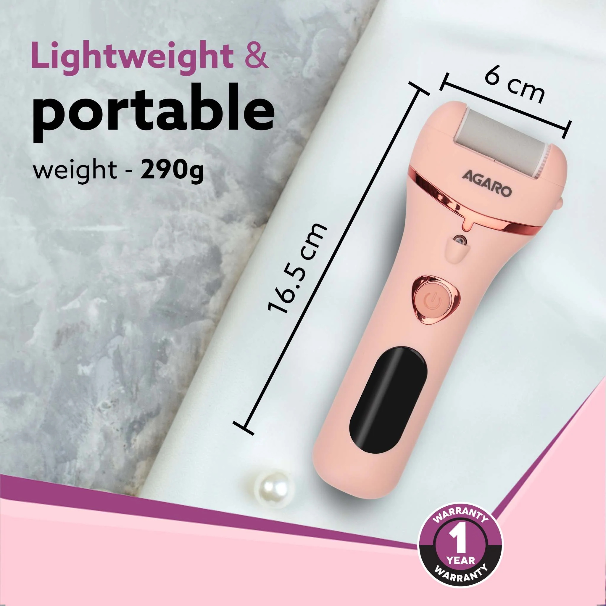 Callus Remover with 3 Interchangeable Head Rollers, Electronic Foot Scrubber For Callus & Dead Skin Removal, Pedicure Device, 2 Speed, Rechargeable Foot Care, Waterproof, CR1727, Pink - Image 6