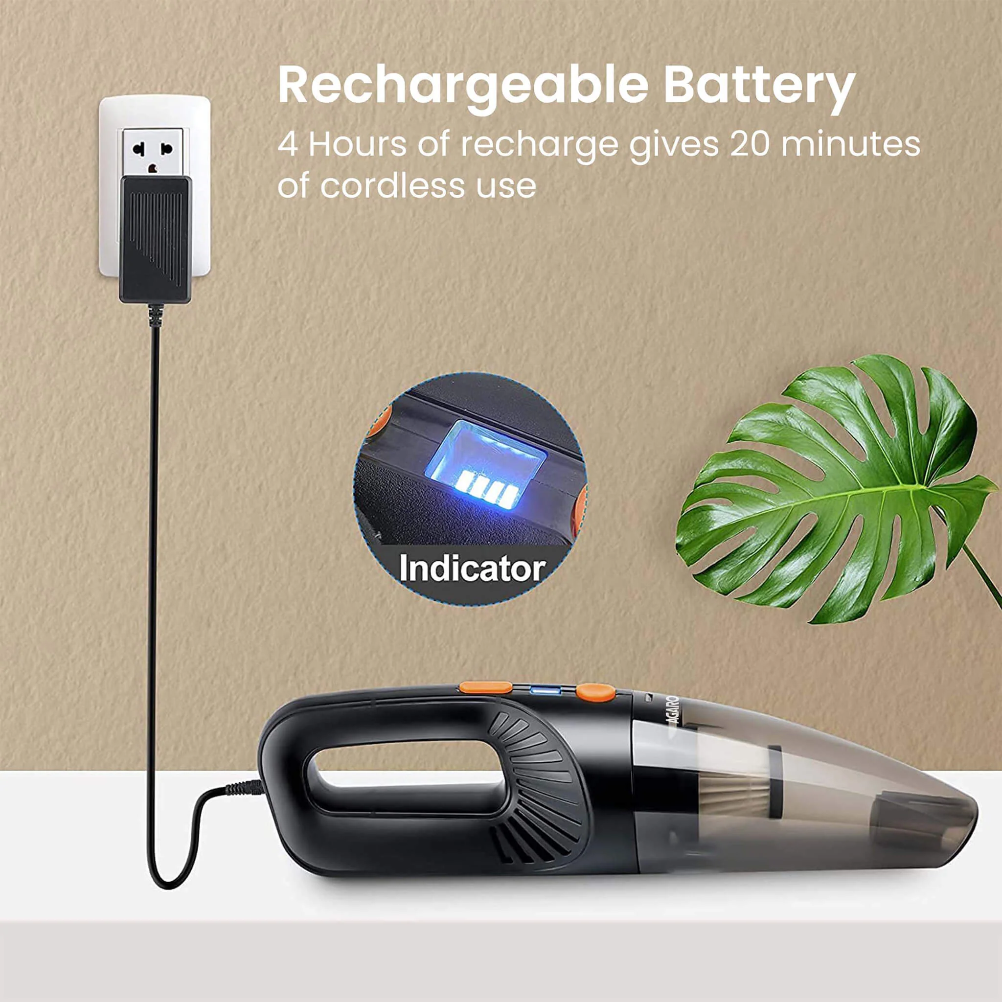 HVC1081 Cordless Rechargeable Car Vacuum Cleaner, Portable, Handheld,110W, 5.5KPA Power Socket, Stainless Steel Filter, Black - Image 5