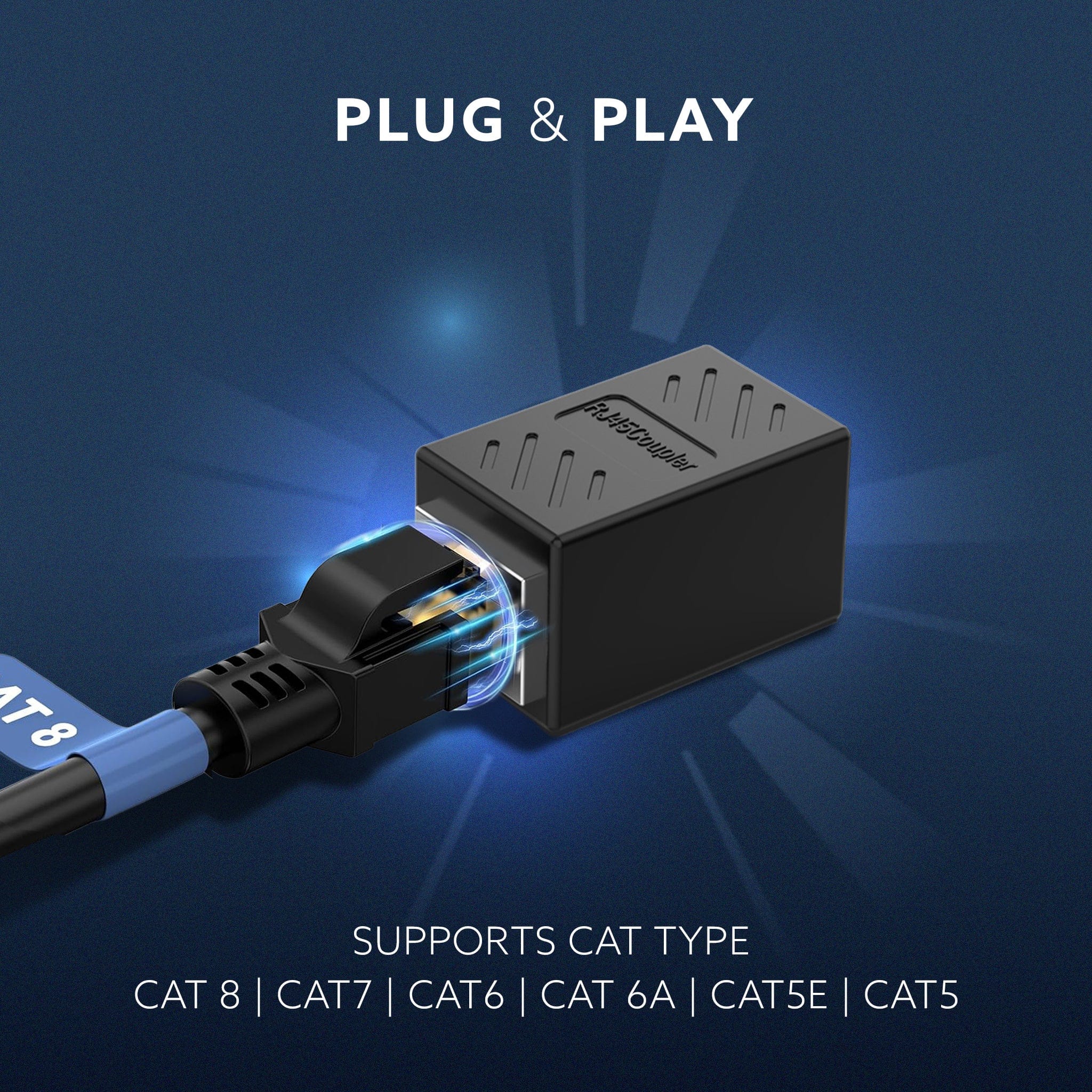 Cat8 Ethernet Extender Female to Female RJ45 Coupler Adapter, 8P8C Inline LAN Connector for Cat6/Cat7/Cat8 Cable Extension, Network Cable Joiner, High-Speed, Stable Connection, Pack of 1 - Image 5