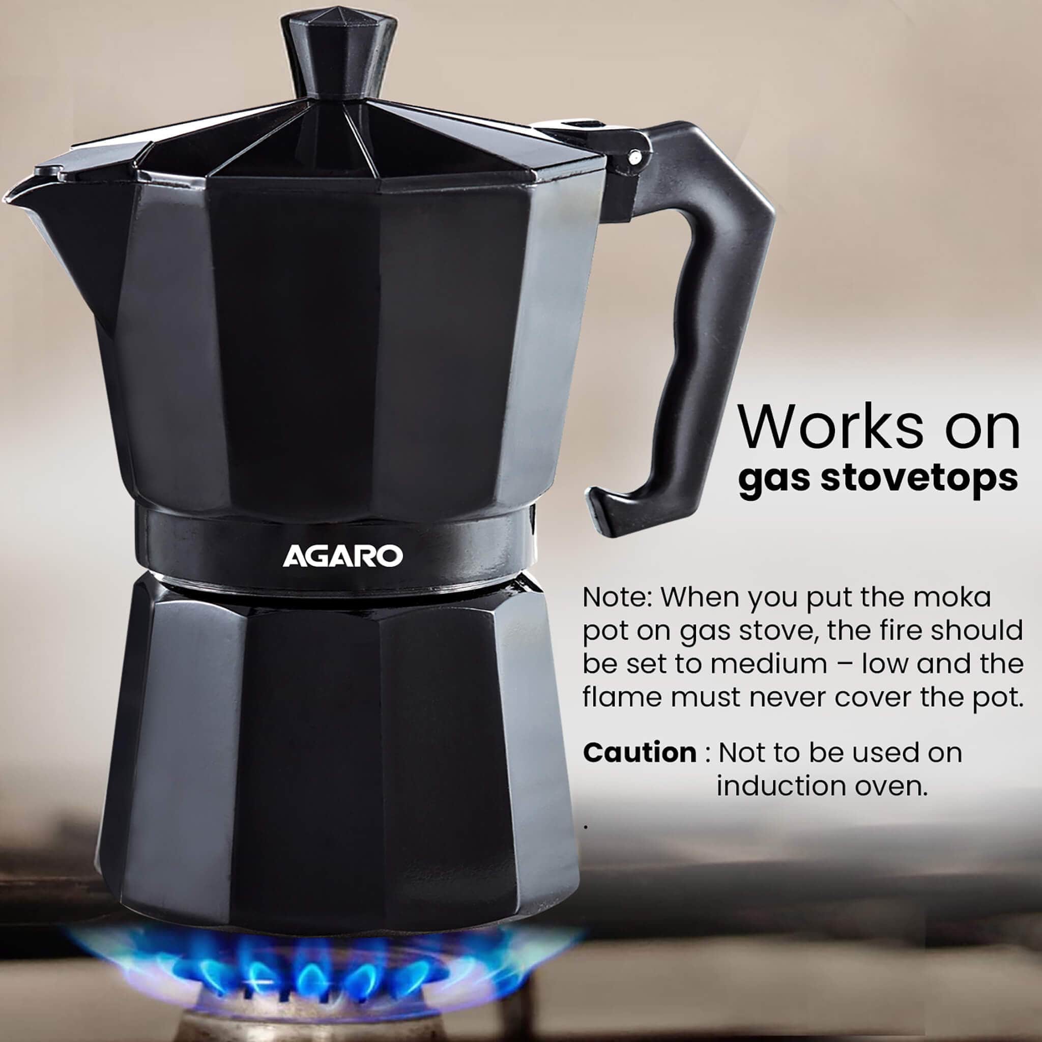 Classic Moka Pot - 240 ML - Black - Image 4