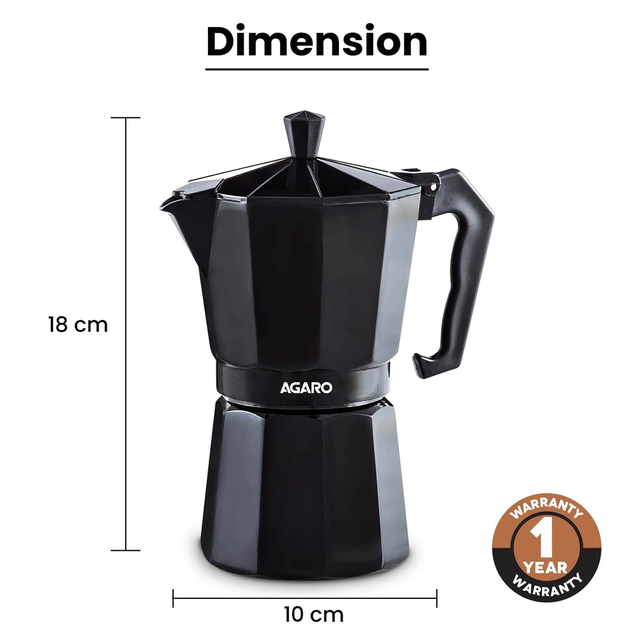 Classic Moka Pot - 240 ML - Black - Image 6