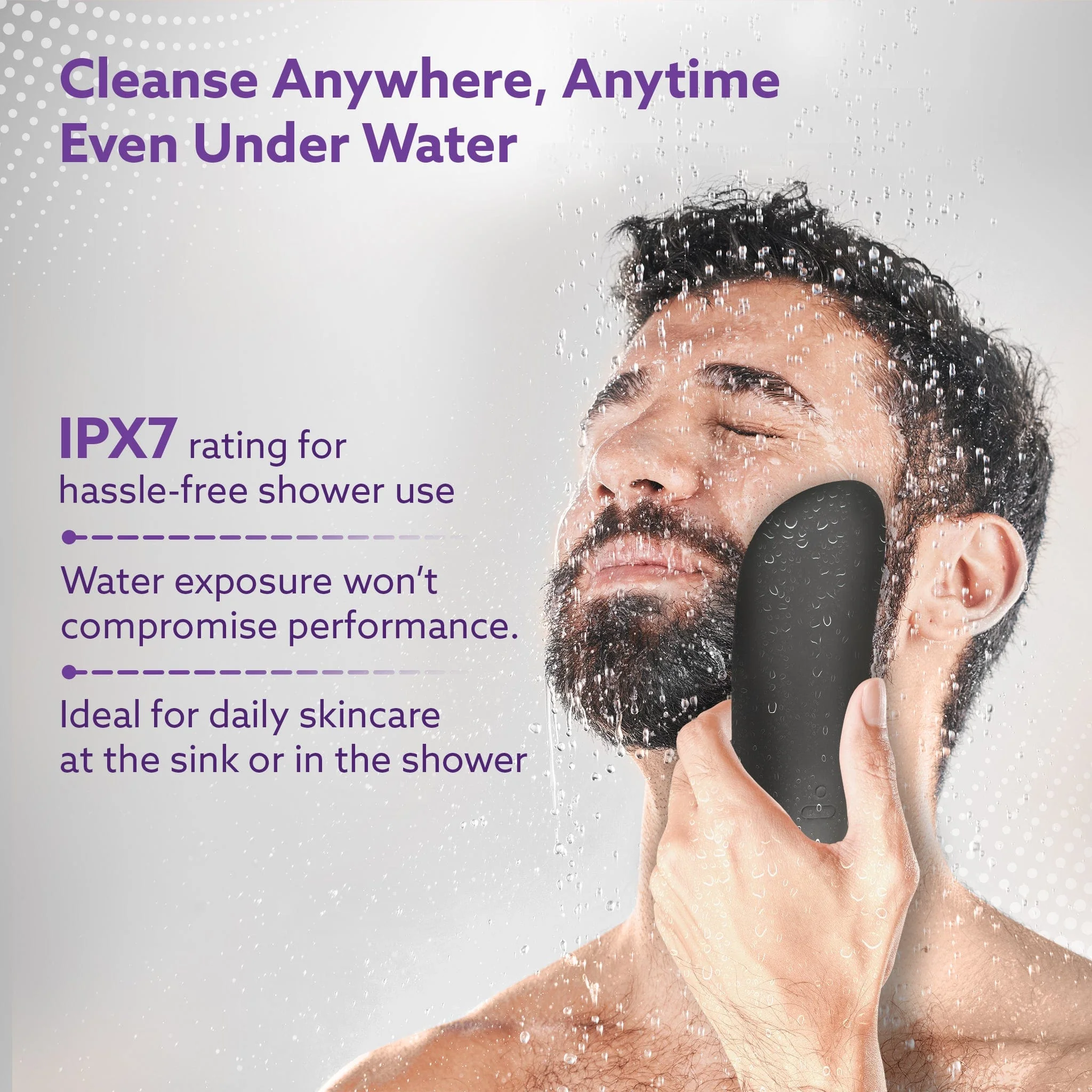 CM2407 Facial Cleansing Massager with Sonic Vibration Technique, 5 Cleaning Modes, Waterproof, Soft Silicone Bristles, Handheld, Black - Image 5