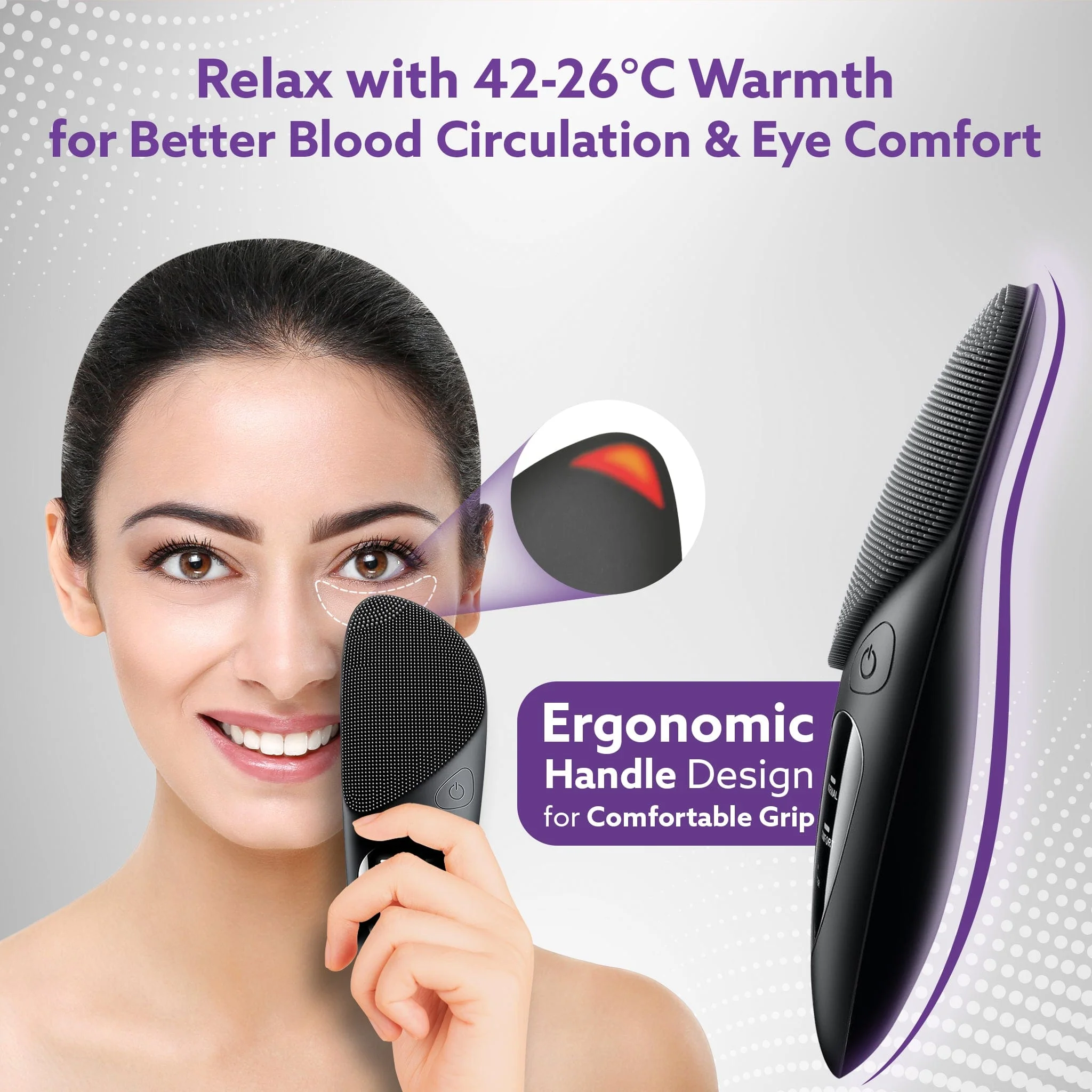 CM2407 Facial Cleansing Massager with Sonic Vibration Technique, 5 Cleaning Modes, Waterproof, Soft Silicone Bristles, Handheld, Black - Image 6