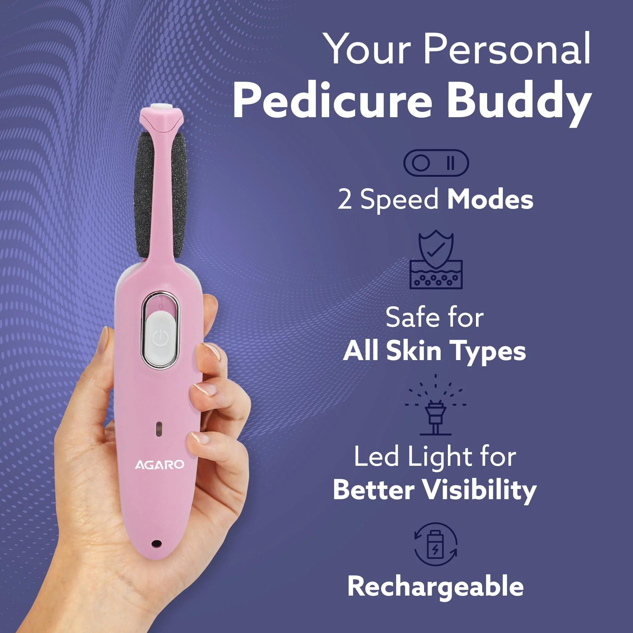 CR1717 Electric Callus Remover with 2 Replaceable Heads – Rechargeable Foot Scrubber for Dead Skin & Cracked Heels | Pedicure Machine with 120 Minutes Runtime - Image 3