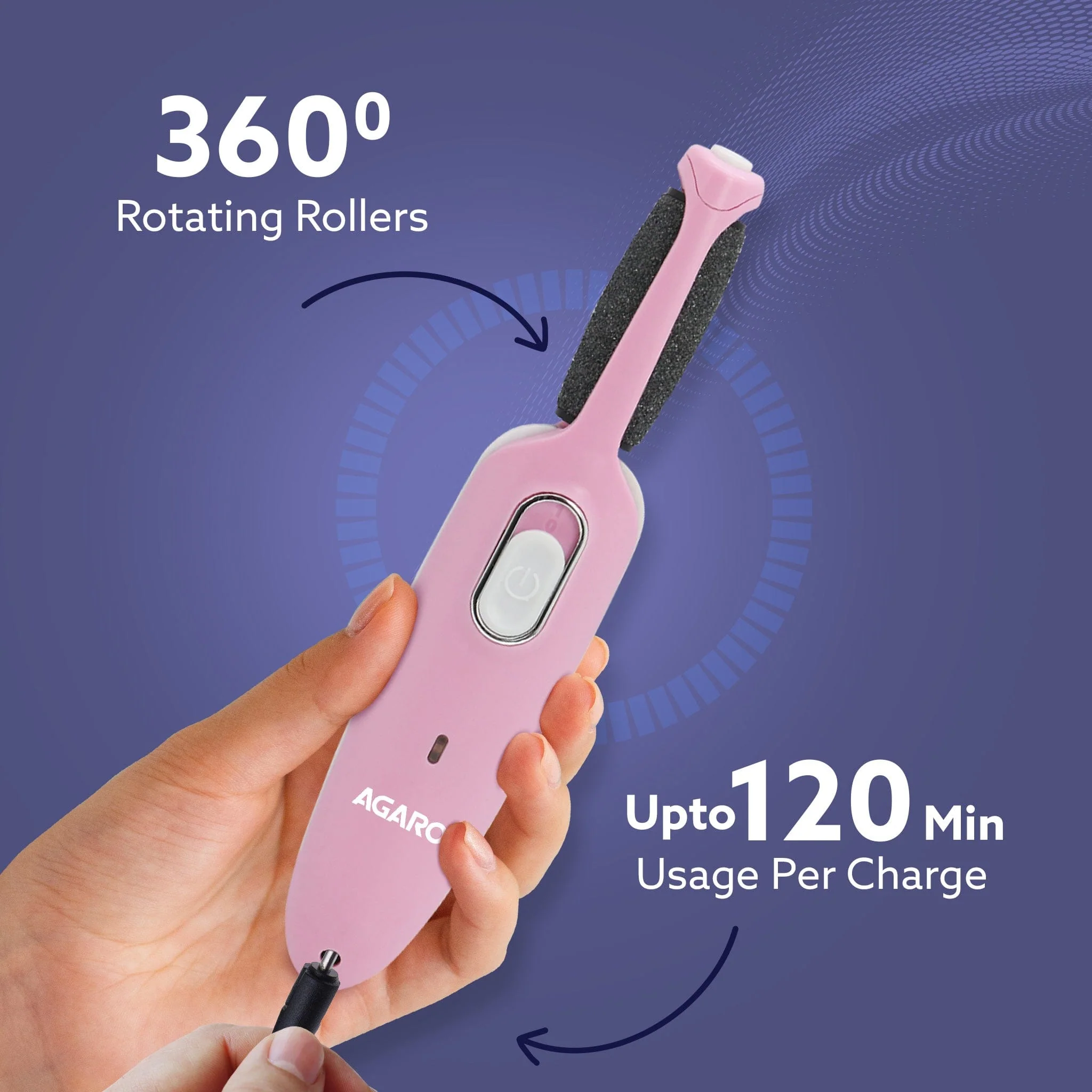 CR1717 Electric Callus Remover with 2 Replaceable Heads – Rechargeable Foot Scrubber for Dead Skin & Cracked Heels | Pedicure Machine with 120 Minutes Runtime - Image 5