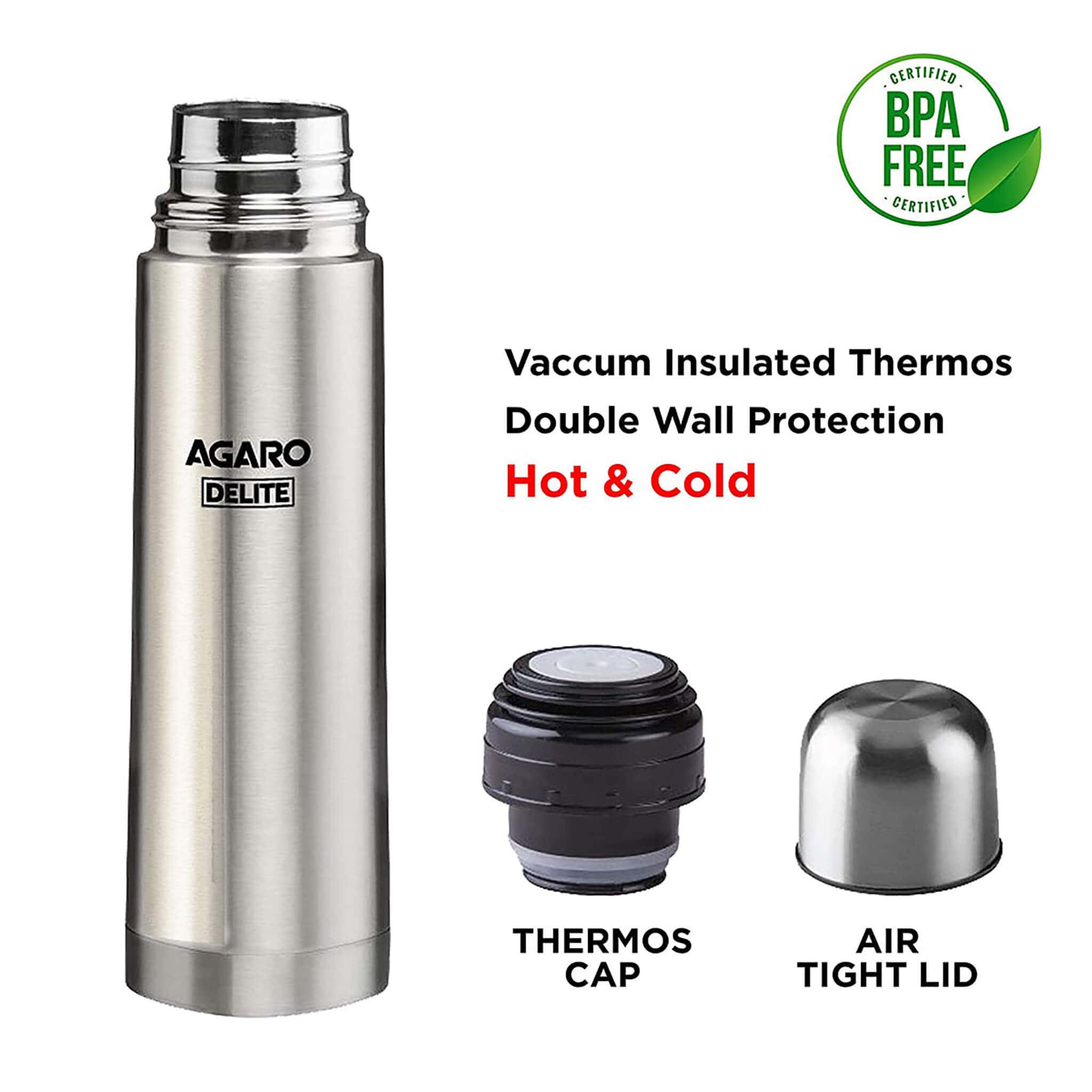 Delight Stainless Steel Flask, 500ml, Grey - Image 5