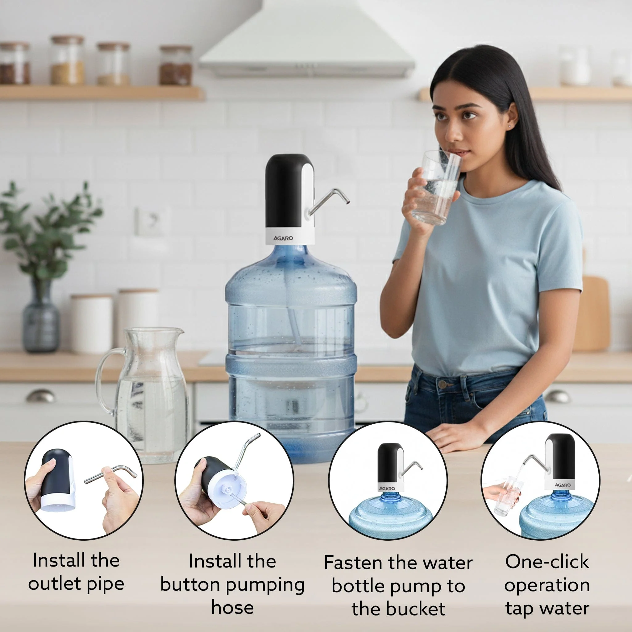 Delite Electric Water Dispenser Pump for 20 Litre Water Bottle | USB Charging, Portable Automatic Drinking Water Pump for Home, Office, Travel & Kitchen, Camping, Party - Image 3