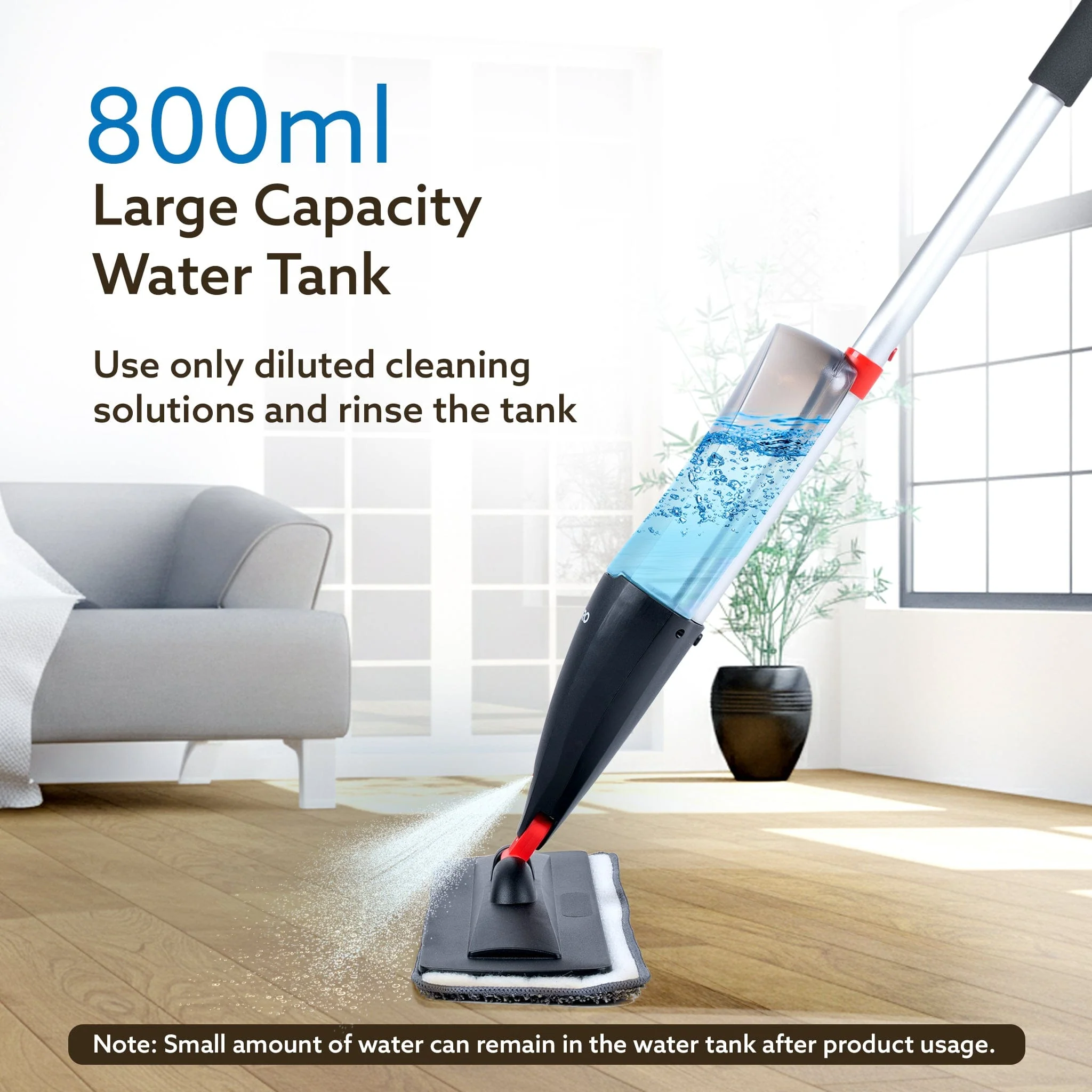 Delite Spray Mop for Dry and Wet Floor Cleaning with Washable Microfiber Pad - with 800ml Refillable Bottle for Wooden Floor, Hardwood, Marble, Laminate, Ceramic Tiles, and for Dust Cleaning - Image 4