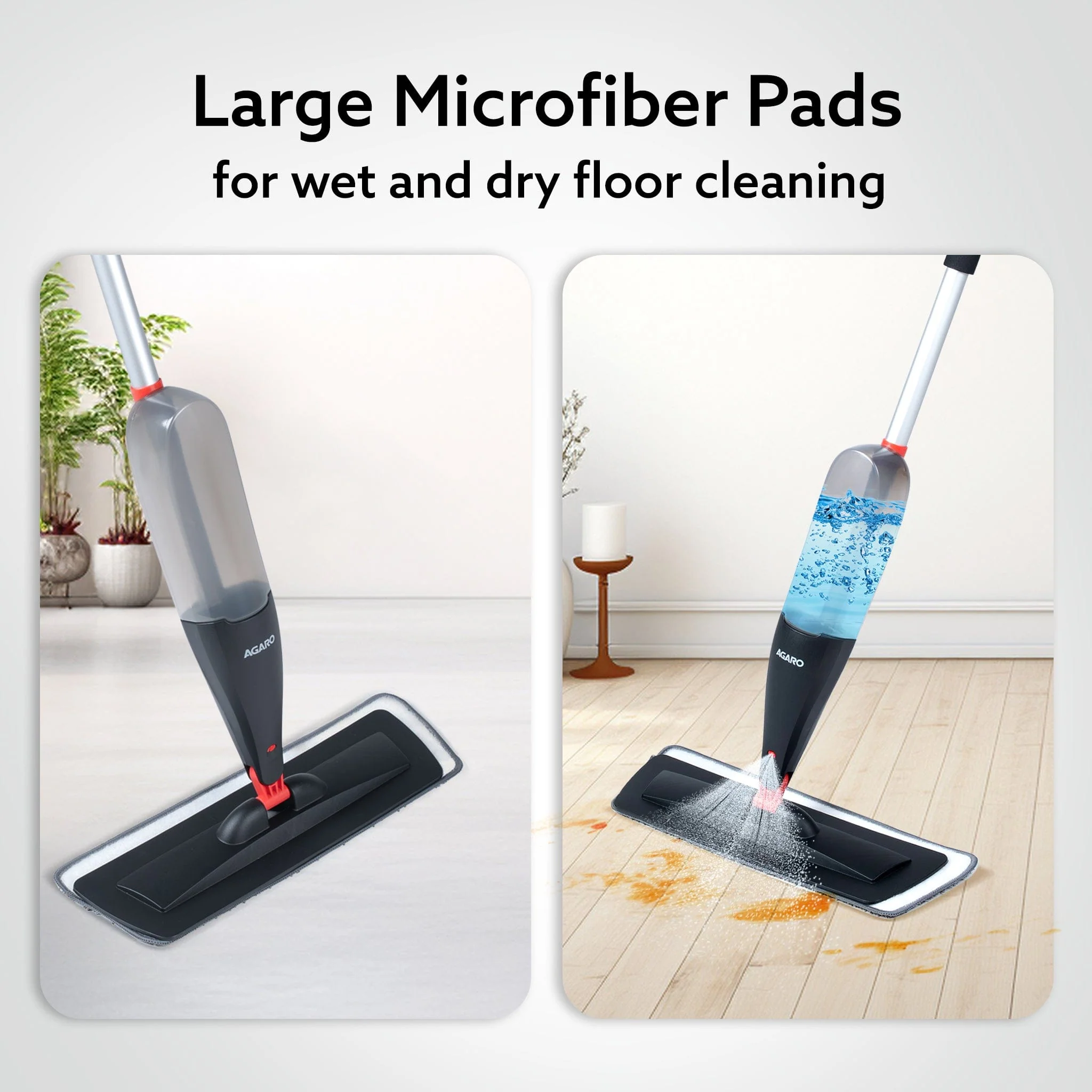 Delite Spray Mop Refill Set, 2 Pcs, Microfiber Pads, for Tiles, Kitchen, Detachable Pad, Compatible with AGARO Delite Spray Mop - Image 5