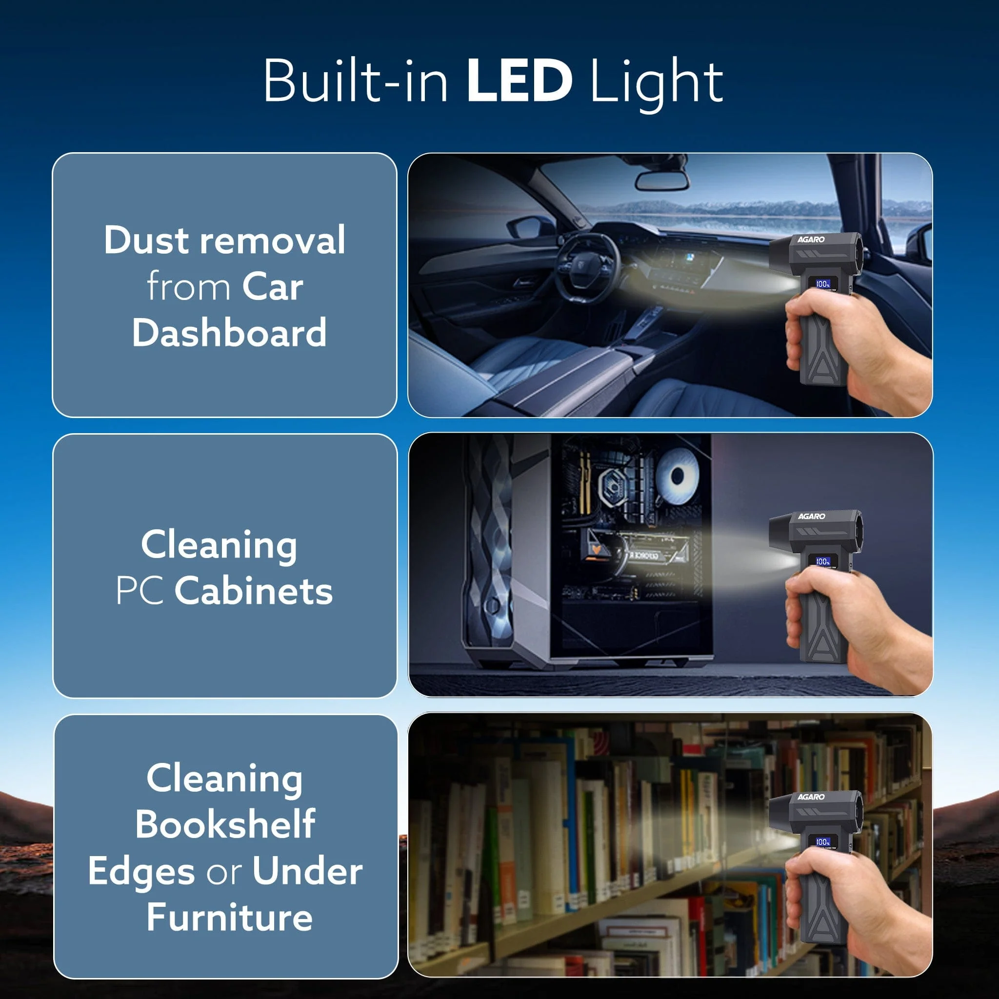 Electric Air Duster, Powerful 120000 RPM Cordless Mini Blower with 4-Speed Settings, Digital Display & 5200 mAh Battery | Dust Cleaner for Computer, Laptop, Keyboard, Car & Home Cleaning, AD1771 - Image 5