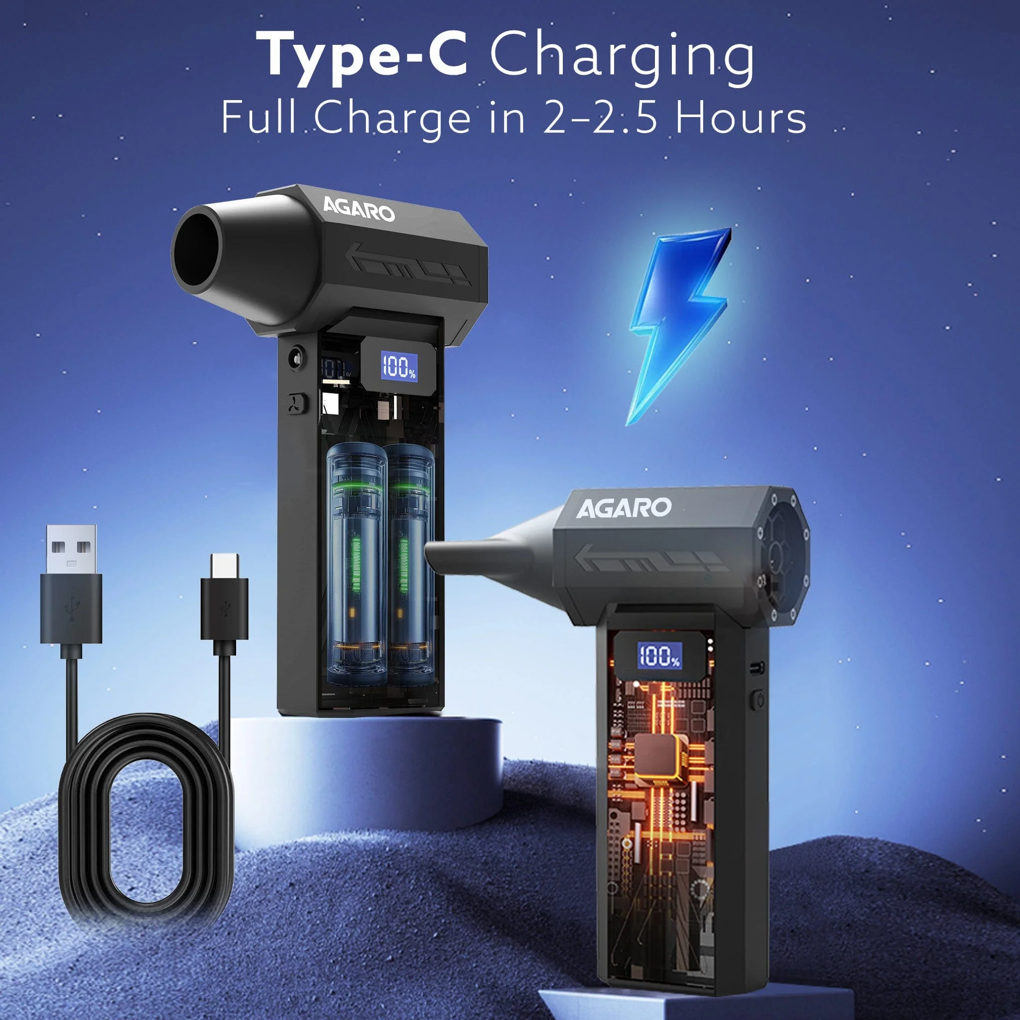 Electric Air Duster, Powerful 120000 RPM Cordless Mini Blower with 4-Speed Settings, Digital Display & 5200 mAh Battery | Dust Cleaner for Computer, Laptop, Keyboard, Car & Home Cleaning, AD1771 - Image 6