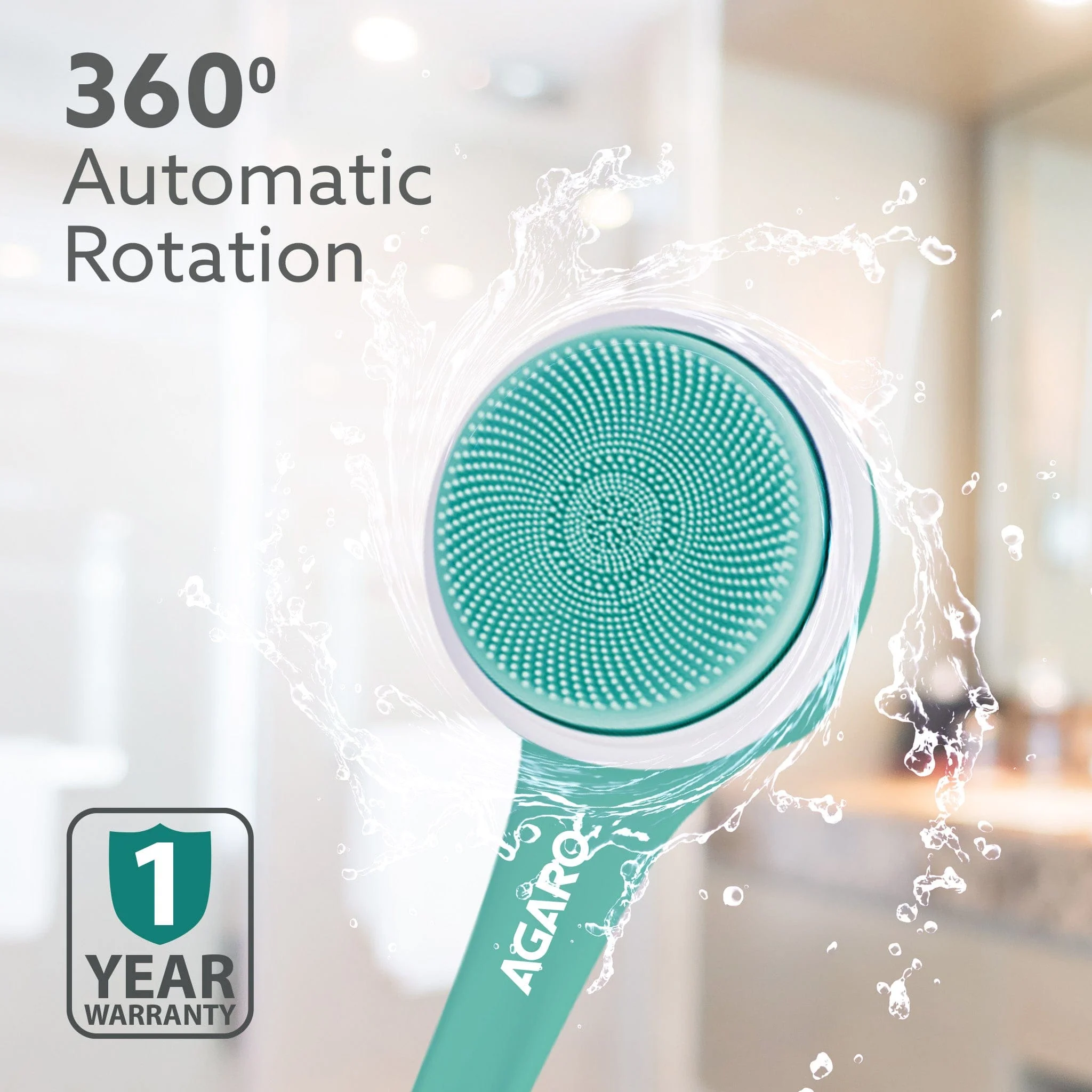 Electric Bath Brush – USB Rechargeable, IPX6 Waterproof | 5 Brush Heads, 3 Cleaning Modes, 360° Rotatable Electric Shower Brush with 14.5” Long Handle - Image 4