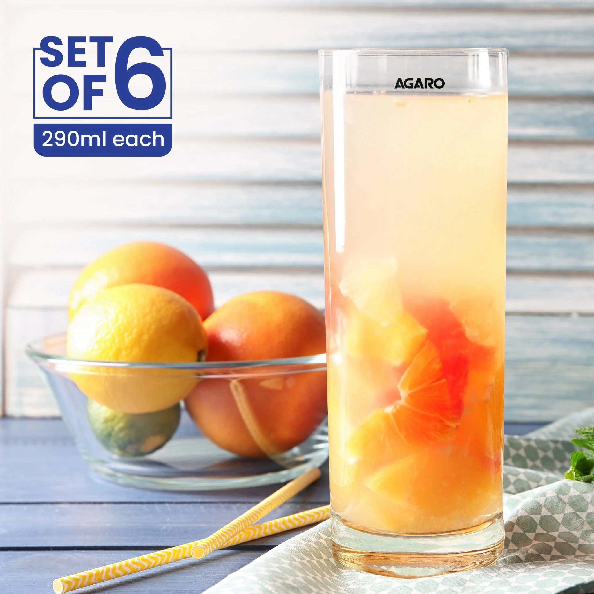 Elegant 290 ml Glasses Set of 6, Transparent Drinking Water Glass Set, Glass Tumbler for Water, Cold Drink, Juice, Dishwasher Safe, for Daily Use & Gifting - Image 2