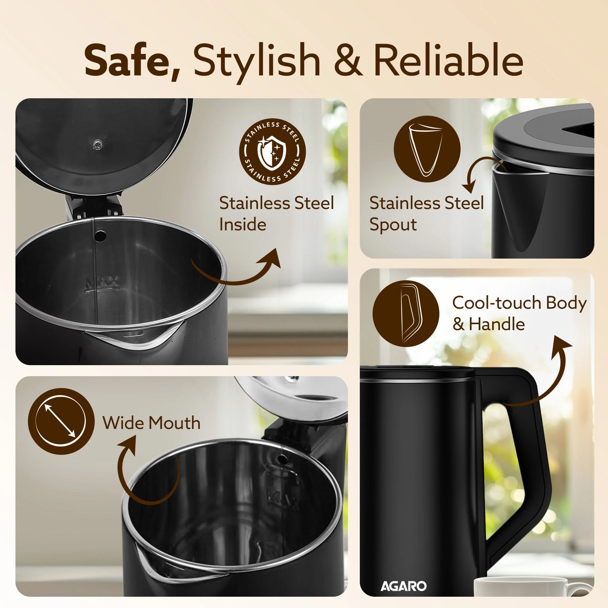 Elegant Electric Kettle  - 1.8L - Black |  Buy Electric Kettles Online in India at Best Price - Image 4